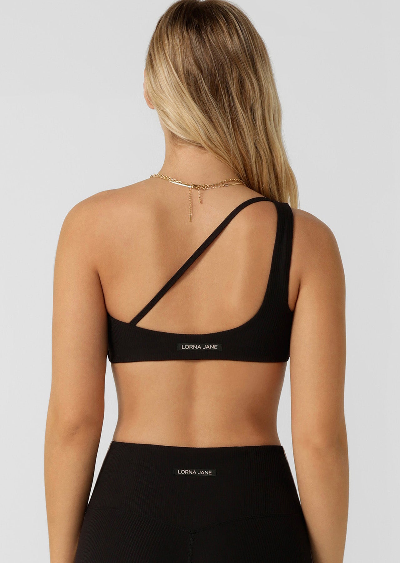 Lorna Jane Second Nature Luxe Rib Asymmetrical Sports Bra - Black
