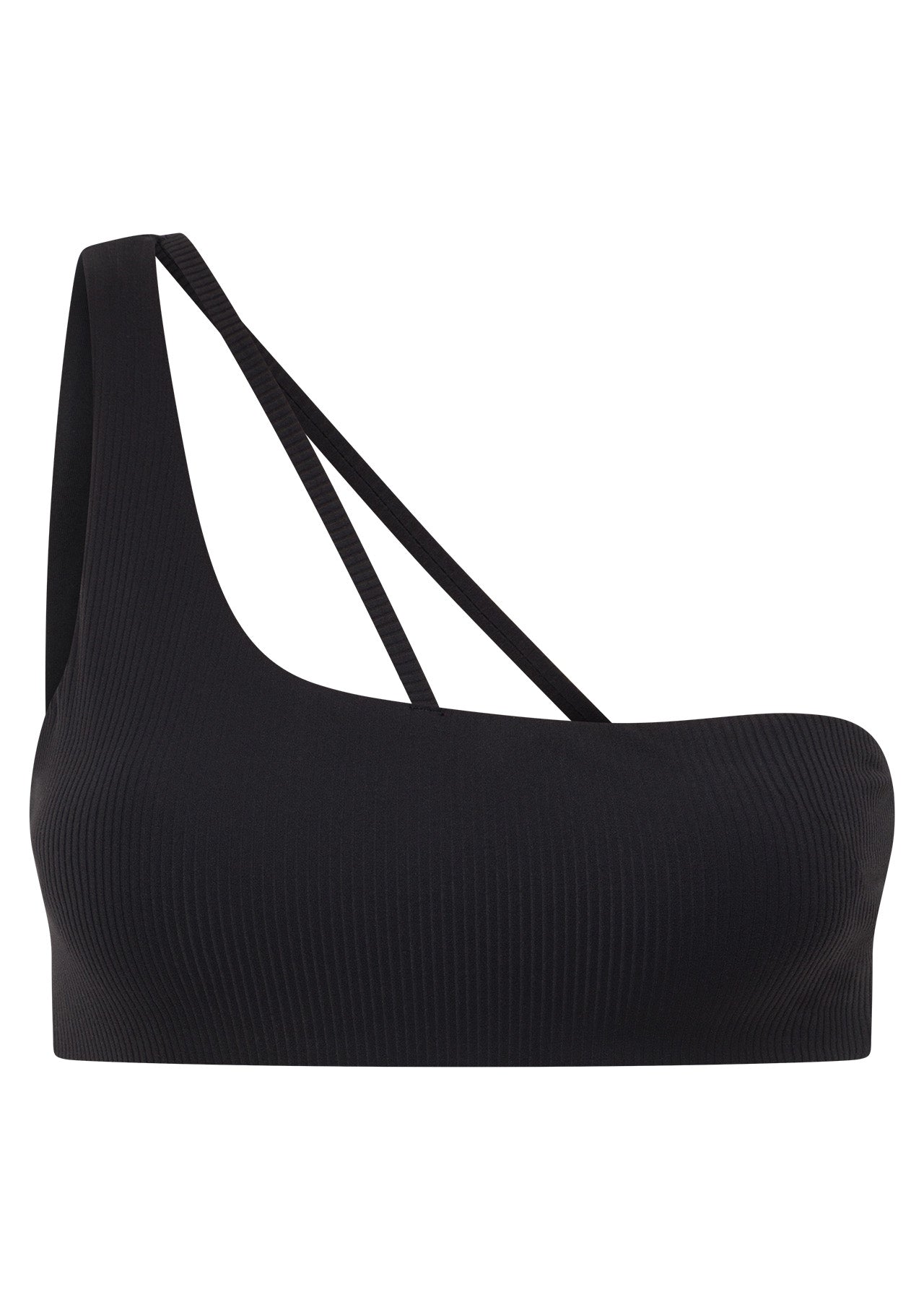 Lorna Jane Second Nature Luxe Rib Asymmetrical Sports Bra - Black