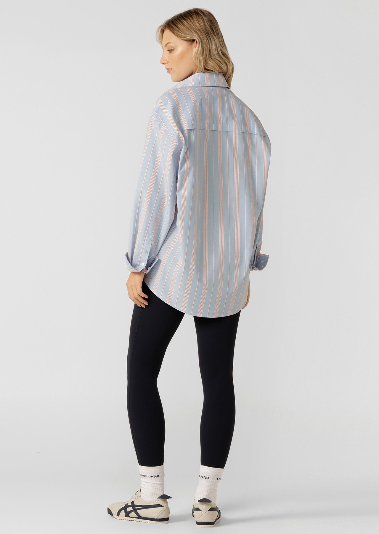 Lorna Jane Love Lounge Stripe Shirt - Blue Multi Stripe