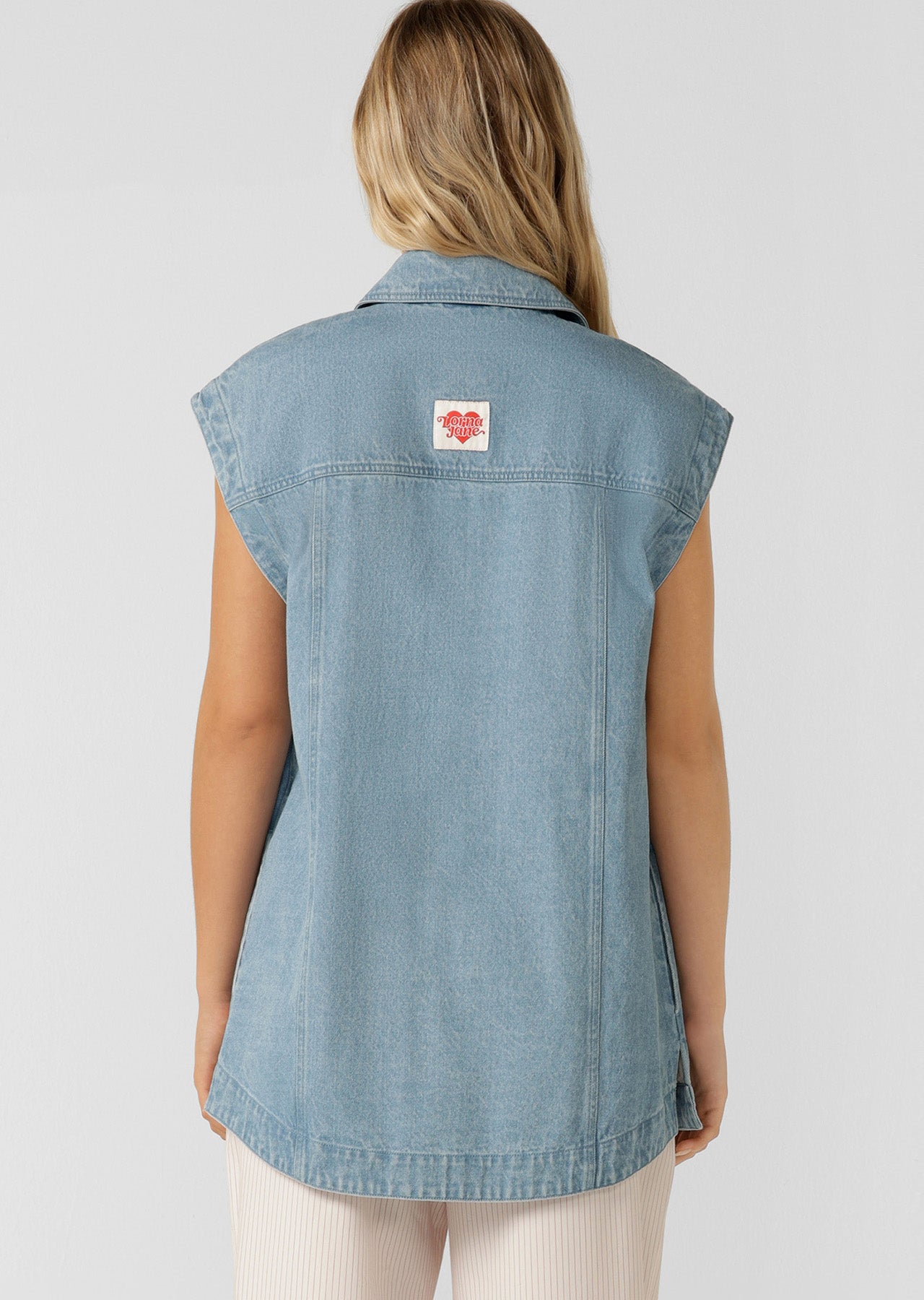 Lorna Jane Ranch Dreams Denim Vest - Light Washed Denim