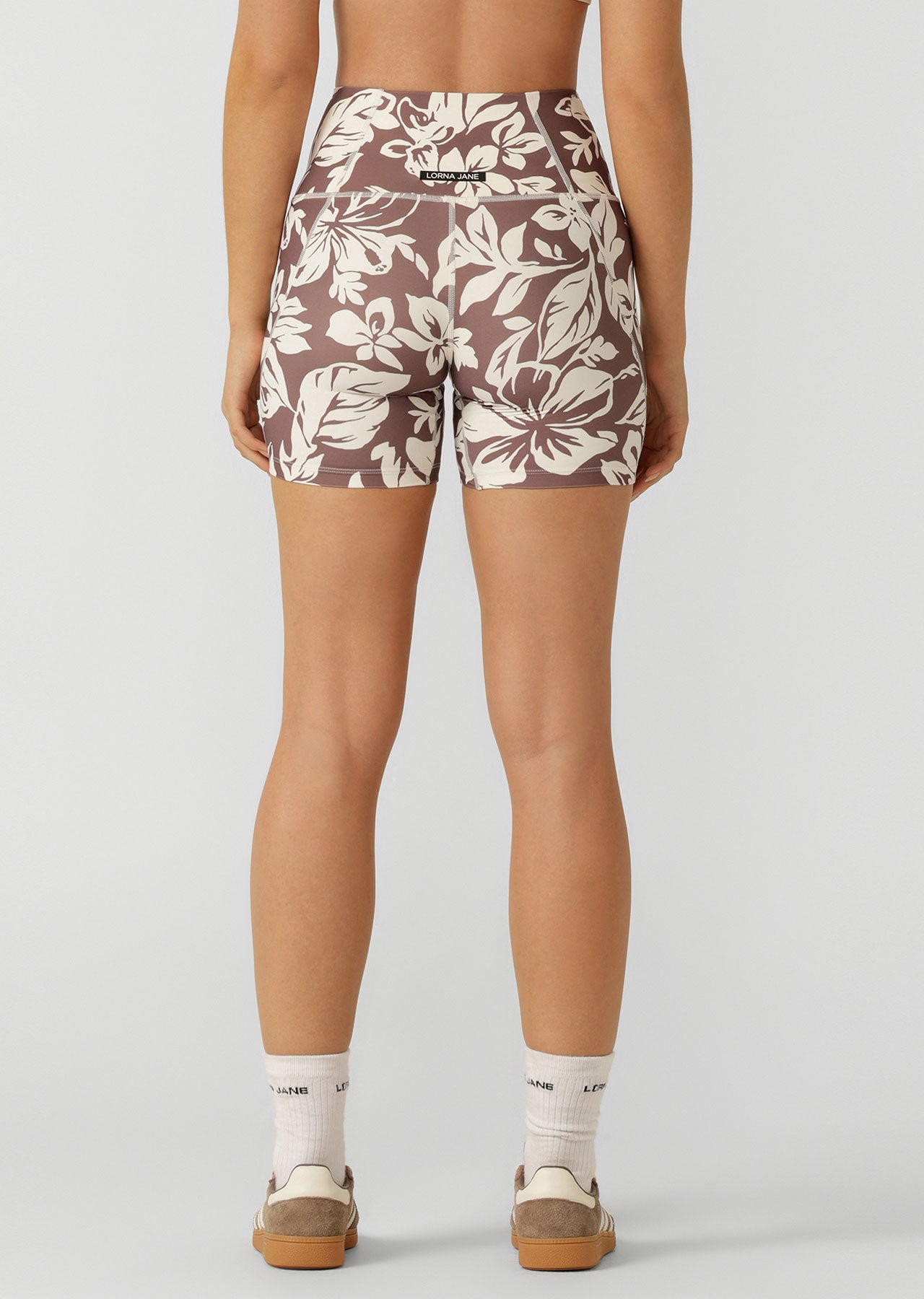 Lorna Jane Hibiscus Hi-Fold No Ride Bike Shorts - Hibiscus Print
