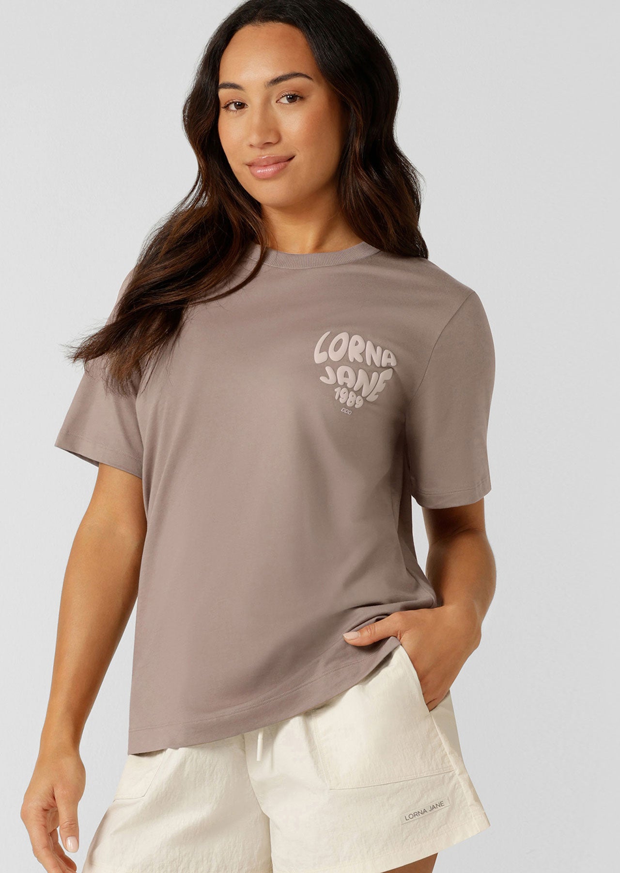 Lorna Jane Never Give Up Relaxed T-Shirt - Bone