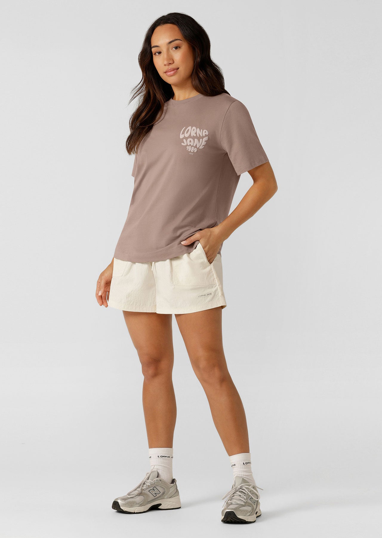 Lorna Jane Never Give Up Relaxed T-Shirt - Bone