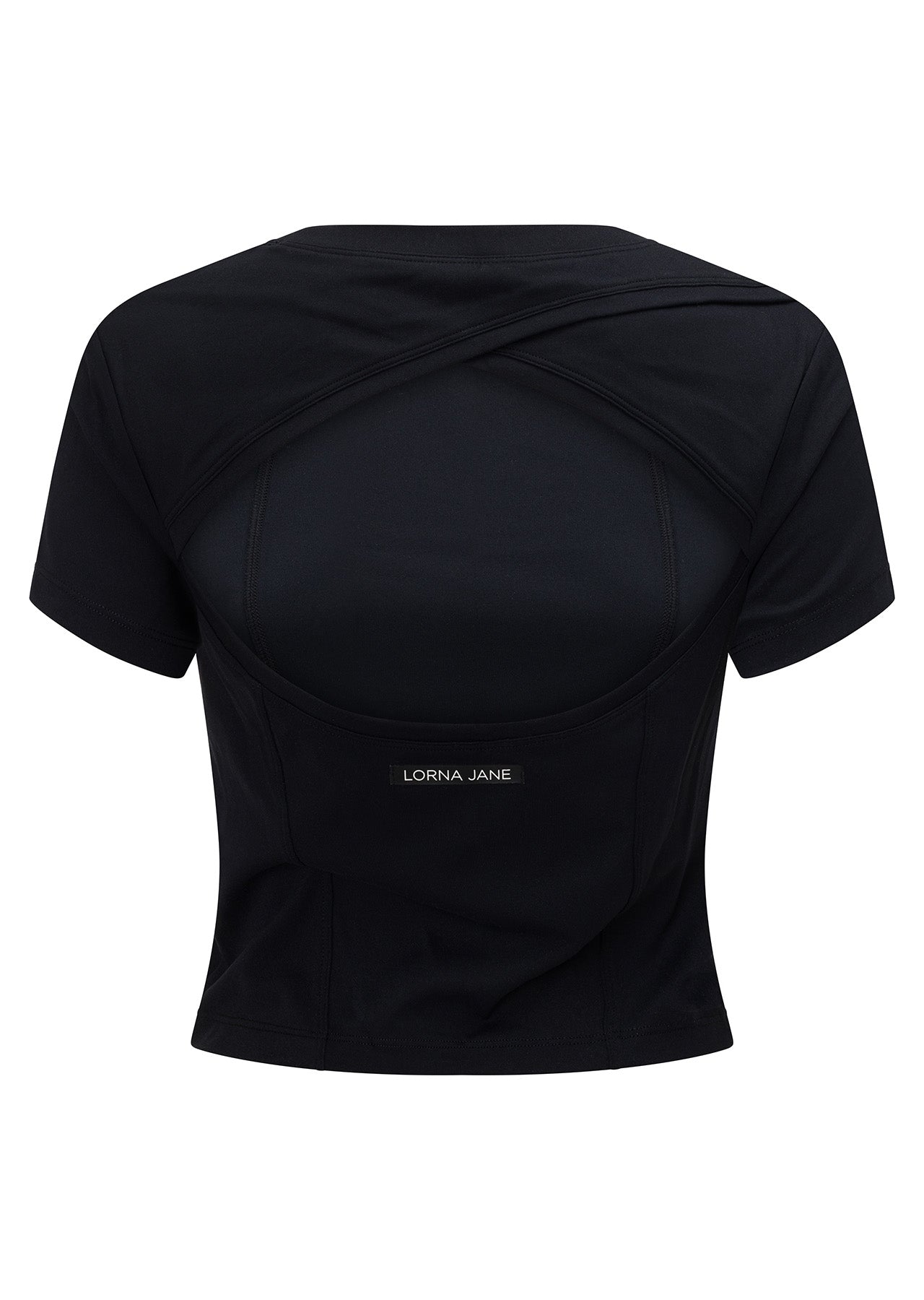 Lorna Jane Cutout Active Short Sleeve Crop Top - Black