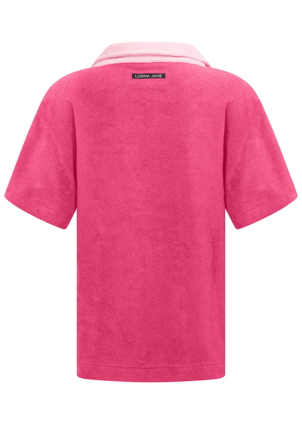 Lorna Jane Terry Towelling Cropped Polo Tee - Babin Pink