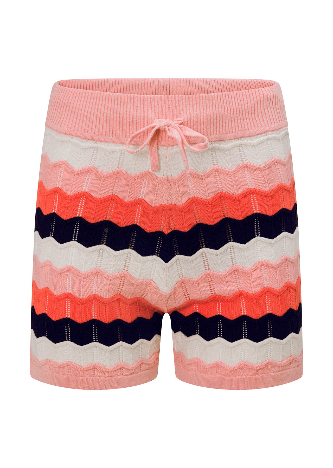 Lorna Jane Summer Knitted Bike Shorts - Peach Stripe
