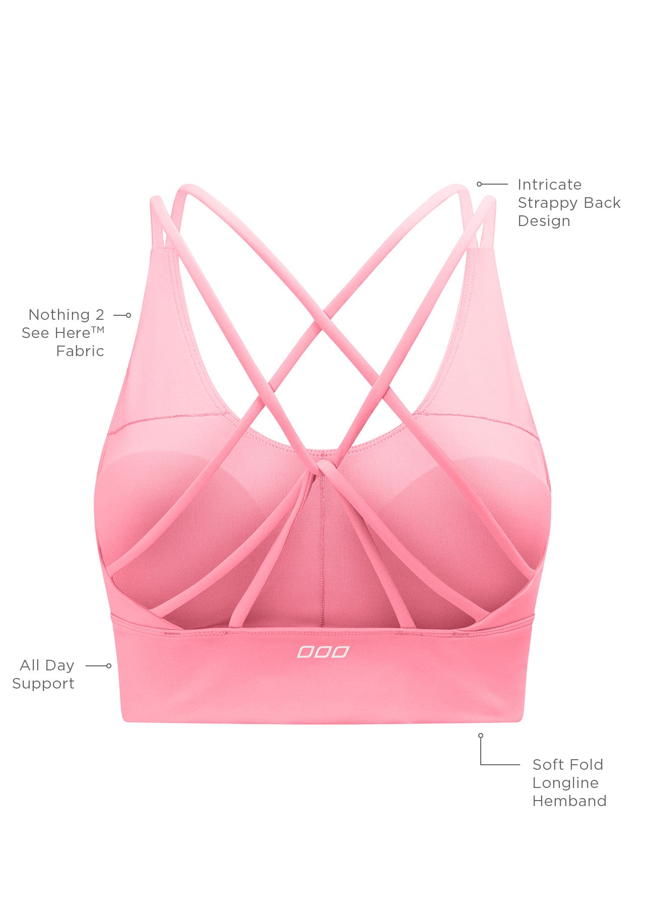 Lorna Jane Lotus Longline Sports Bra - Vivid Bubblegum
