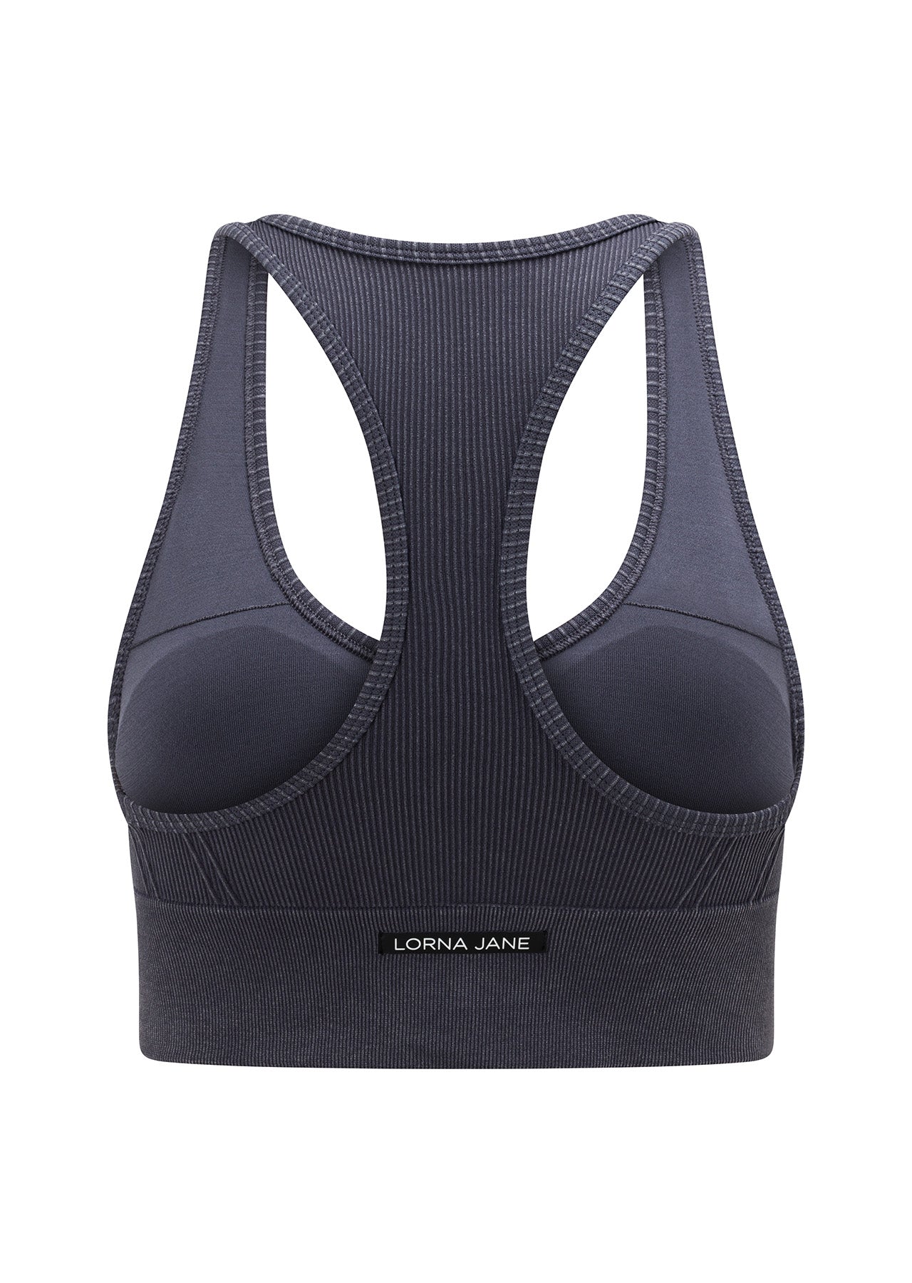 Lorna Jane Tempo Speed Ribbed Seamless Sports Bra - Washed Titanium