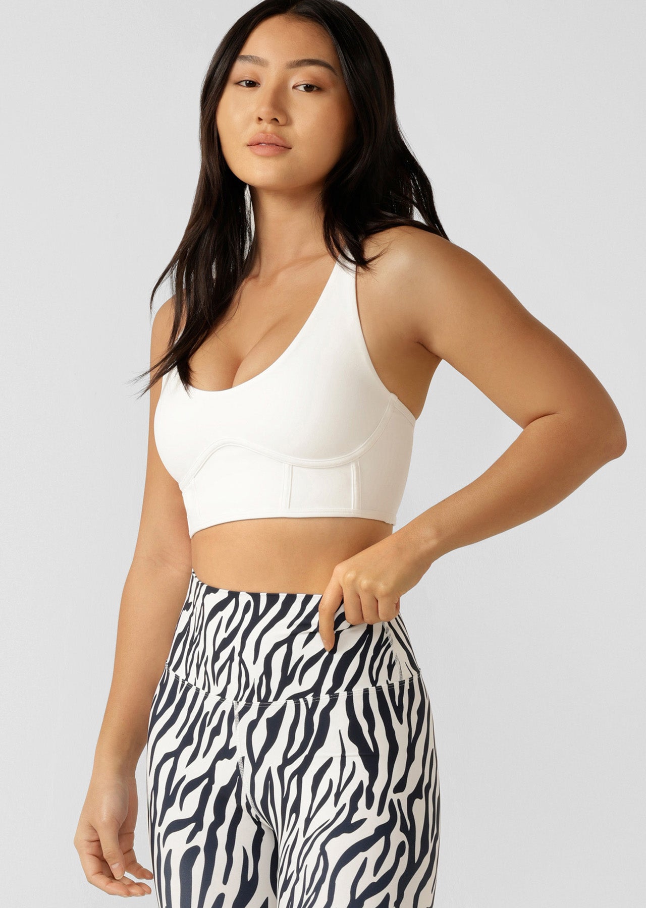 Lorna Jane Corset Long Line Bra - Porcelain