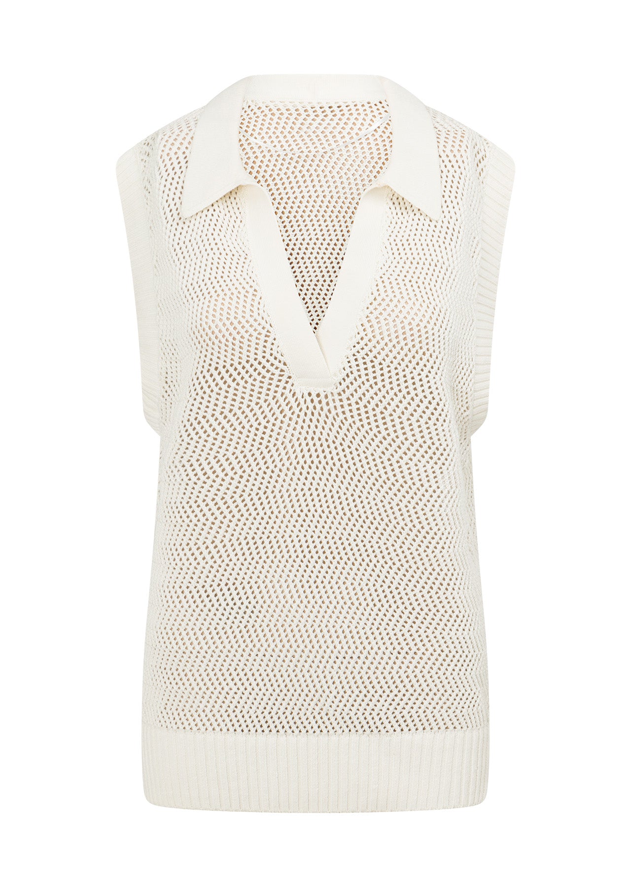 Lorna Jane Breezy Open Weave Knit Vest - Porcelain