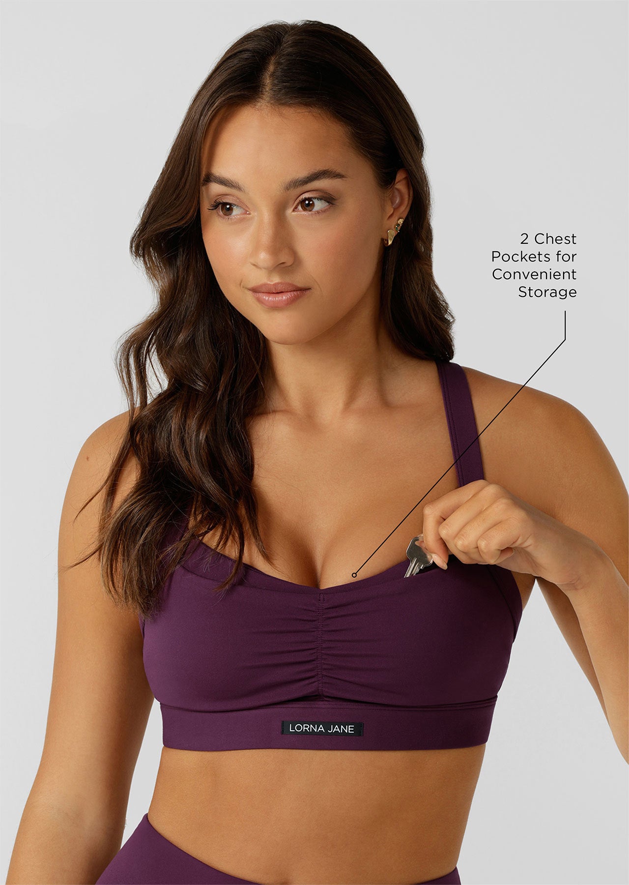 Lorna Jane Bring It All Pocket Sports Bra - Dark Grape