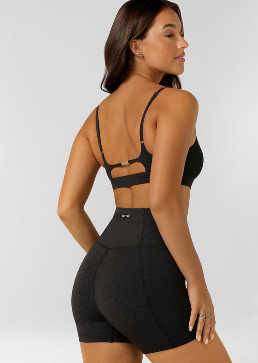 Lorna Jane Refine No Ride 12cm Bike Shorts - Black Monogram Print