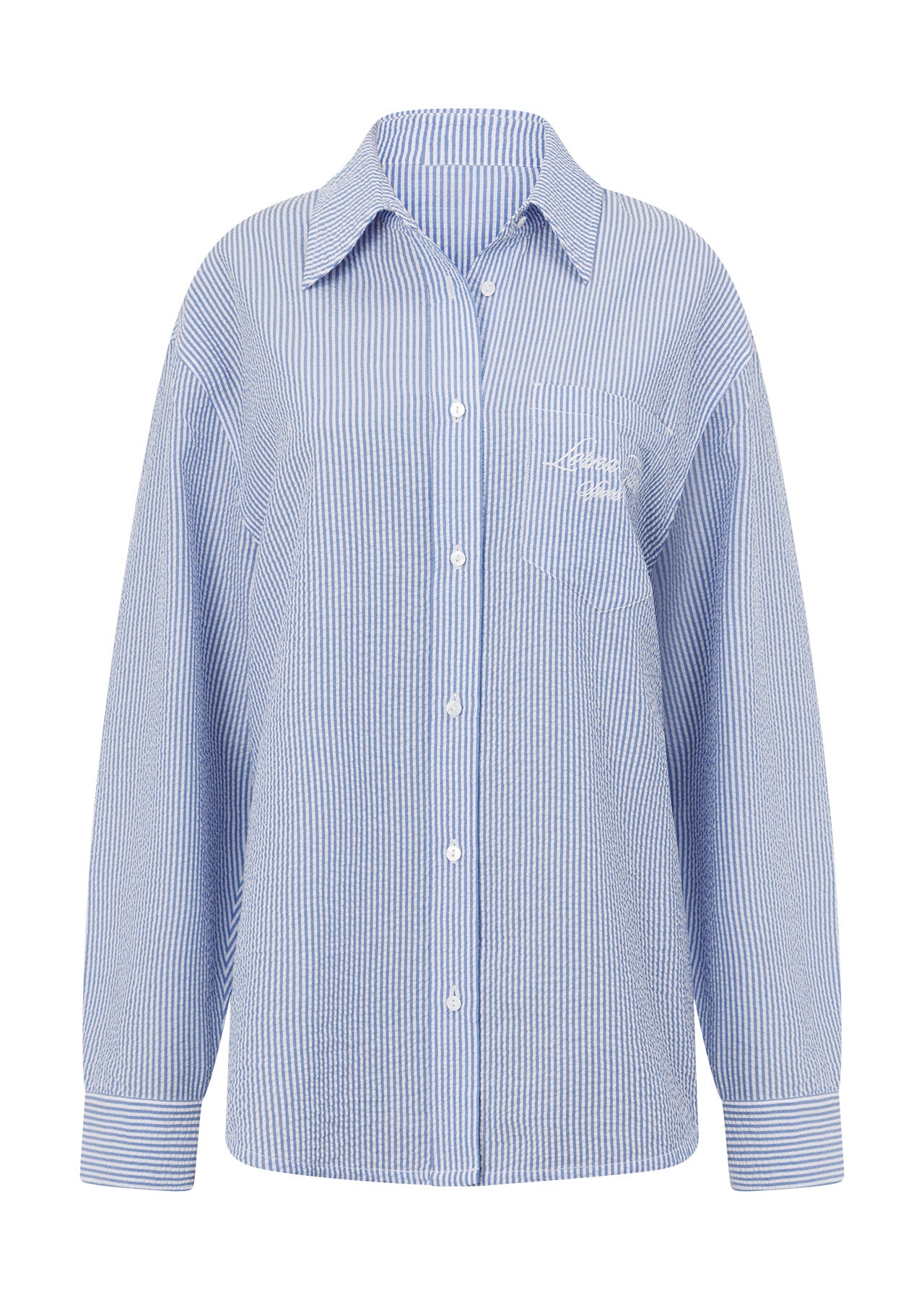Lorna Jane Country Club Seersucker Shirt - Blue Stripe