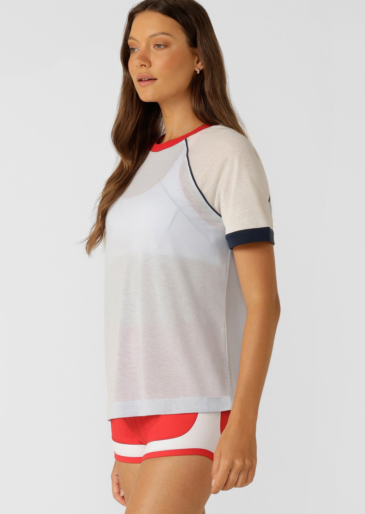 Lorna Jane Retro Revival Linen T-Shirt - Heather Blue