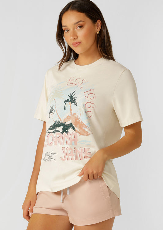 Lorna Jane Summer Days Relaxed T-shirt - Cream