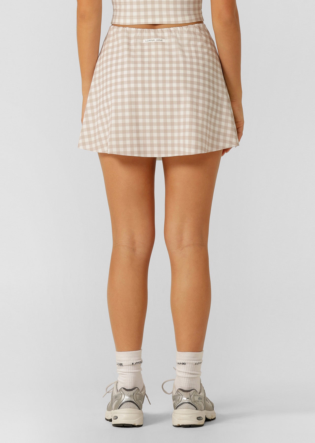 Lorna Jane Sweet Gingham Everyday Active Skort - Latte Ranch Gingham Print