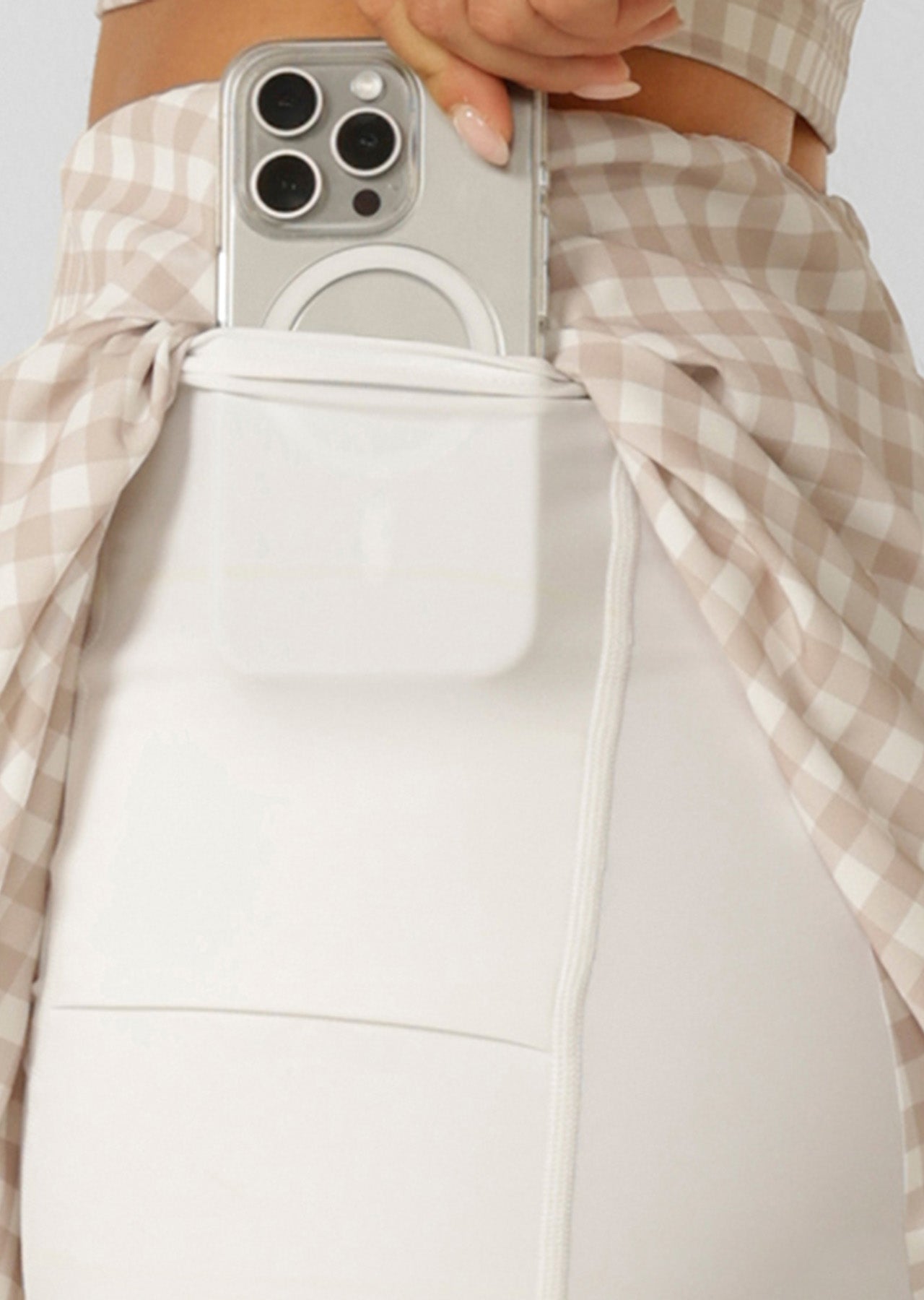 Lorna Jane Sweet Gingham Everyday Active Skort - Latte Ranch Gingham Print