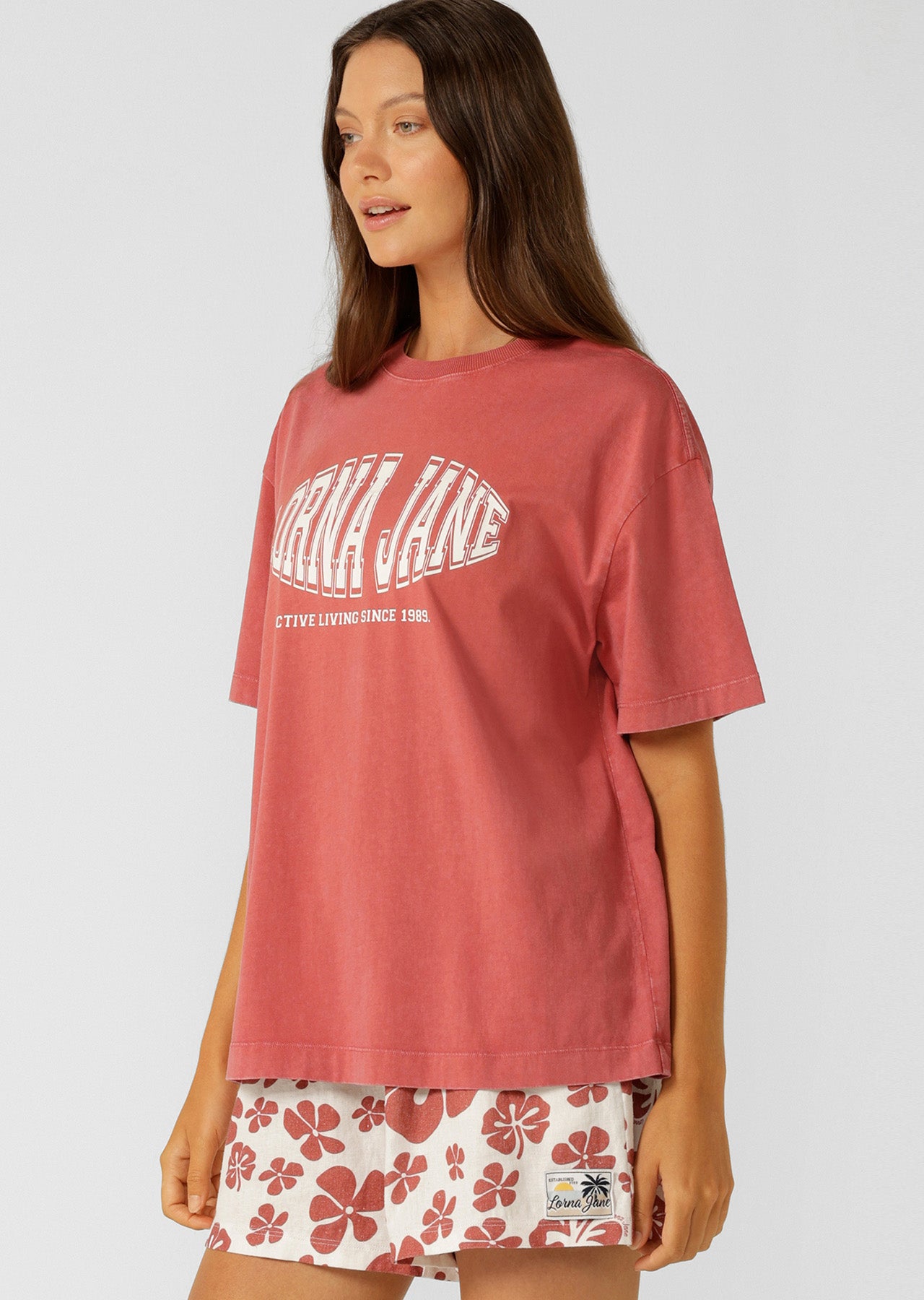Lorna Jane Summer Sports Boyfriend T-Shirt - Washed Earth