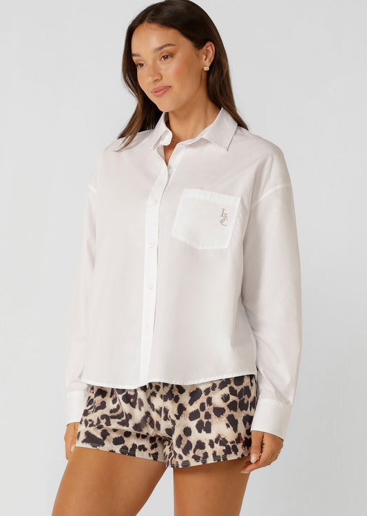 Lorna Jane One-and-Go Button Up Shirt - White