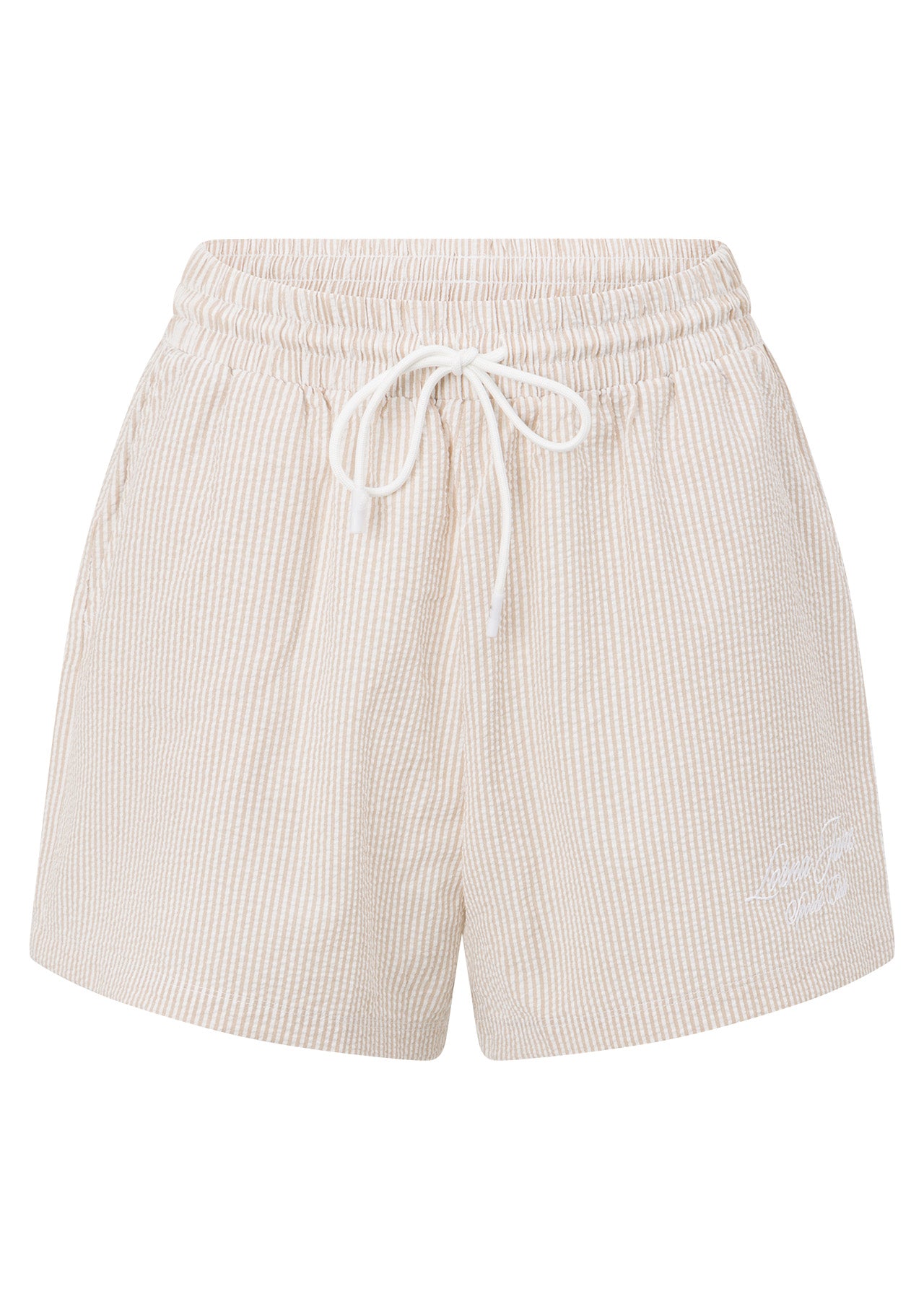 Lorna Jane Country Club Seersucker Shorts - Latte Stripe