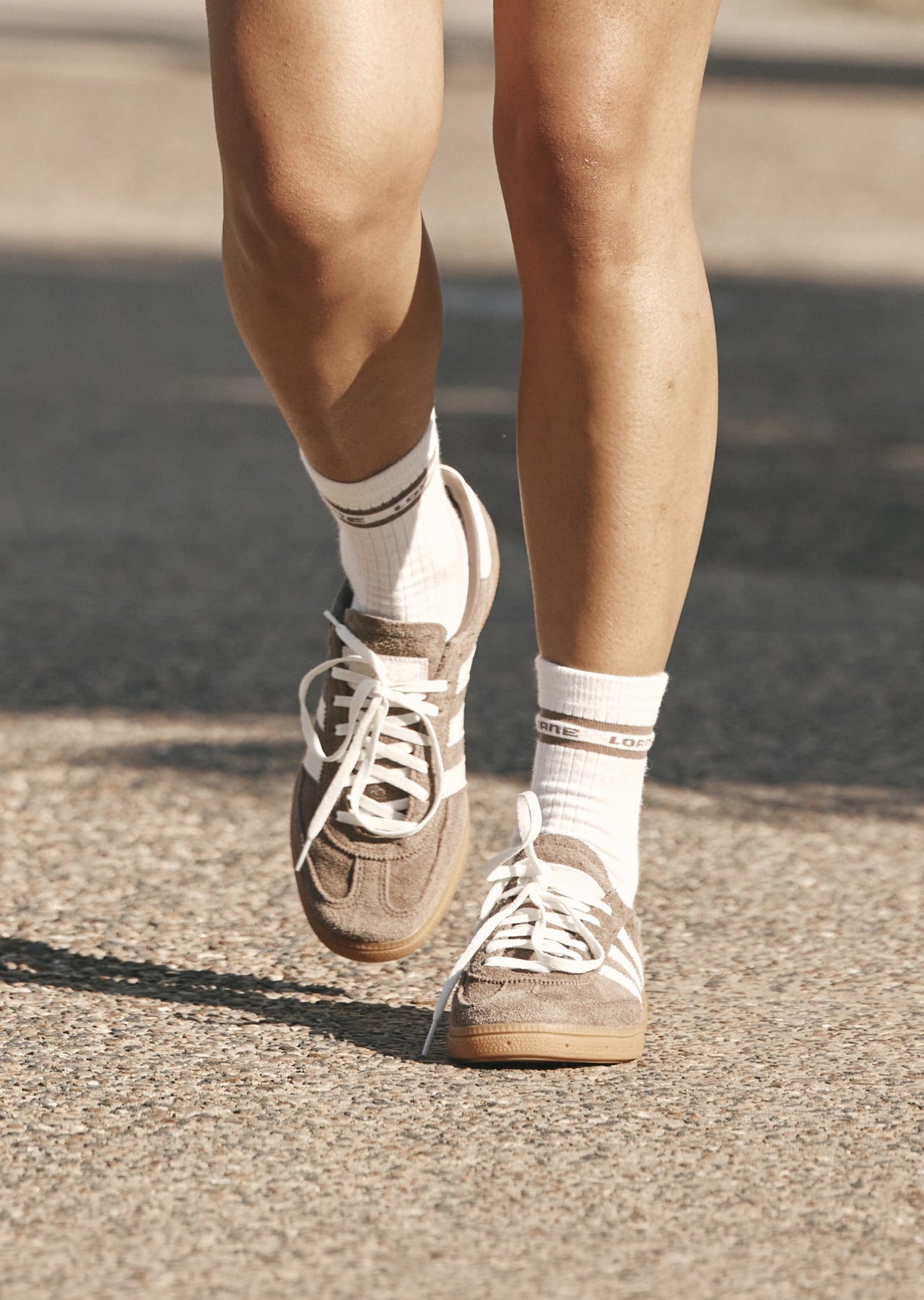 Lorna Jane Sporty Crew Socks - Porcelain/Cedar