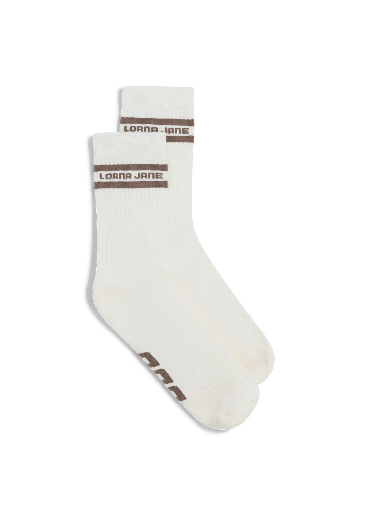 Lorna Jane Sporty Crew Socks - Porcelain/Cedar