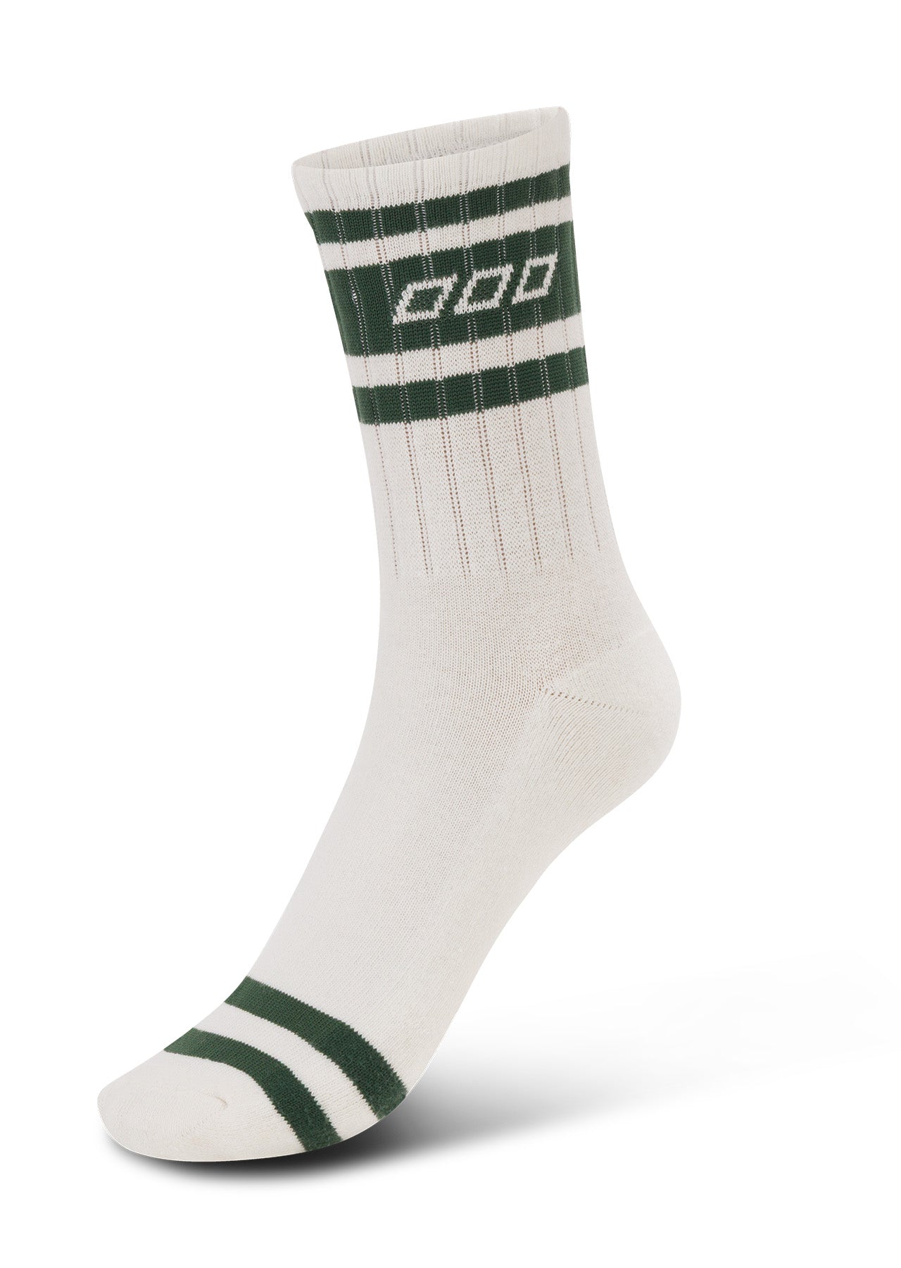 Lorna Jane Varsity Crew Socks - Porcelain/Dark Green