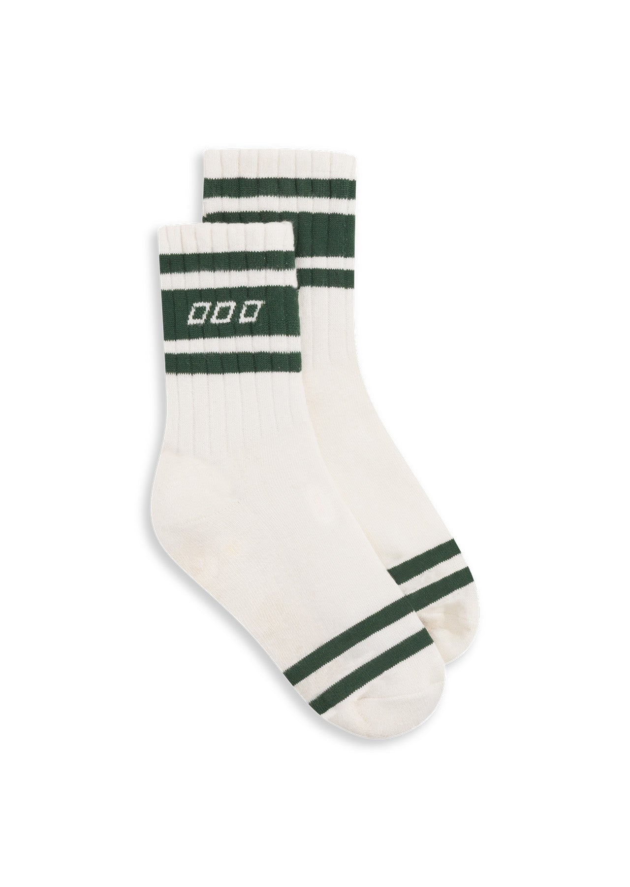 Lorna Jane Varsity Crew Socks - Porcelain/Dark Green