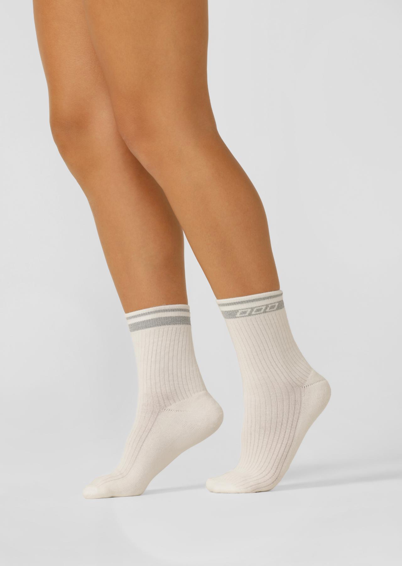 Lorna Jane Reflective Sport Crew Socks - White