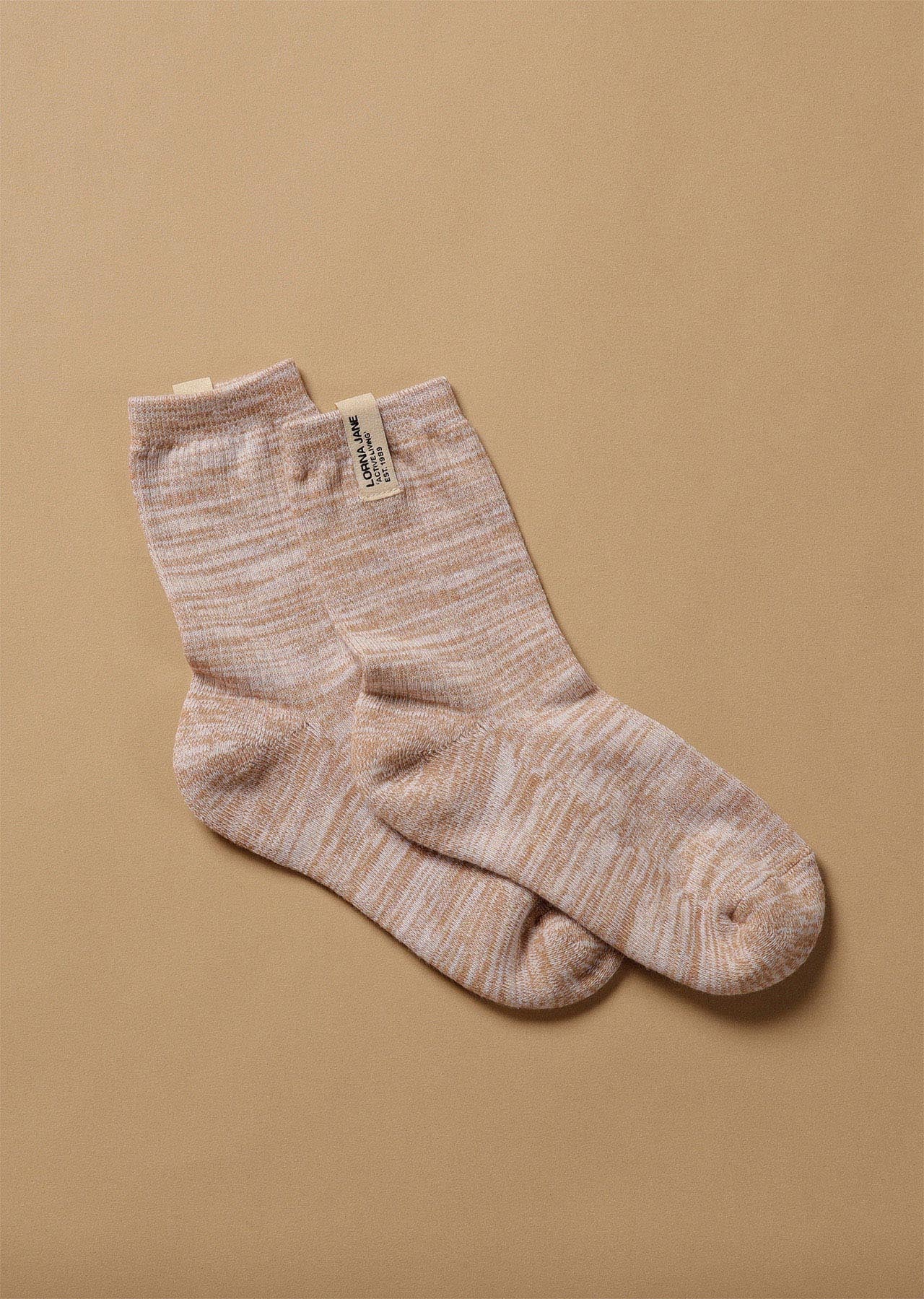 Lorna Jane Space Dye Half Crew Socks - White/Neutral/Almond