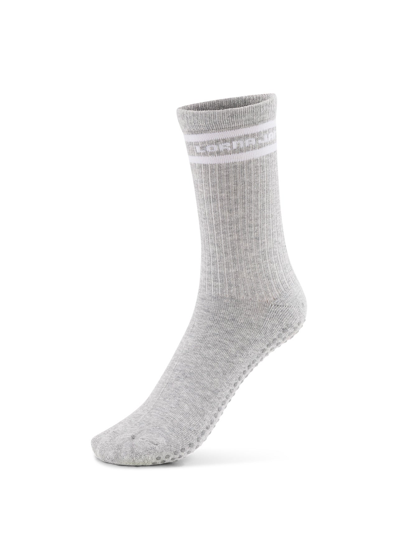 Lorna Jane Pilates Grip Crew Socks - Grey Marl/White