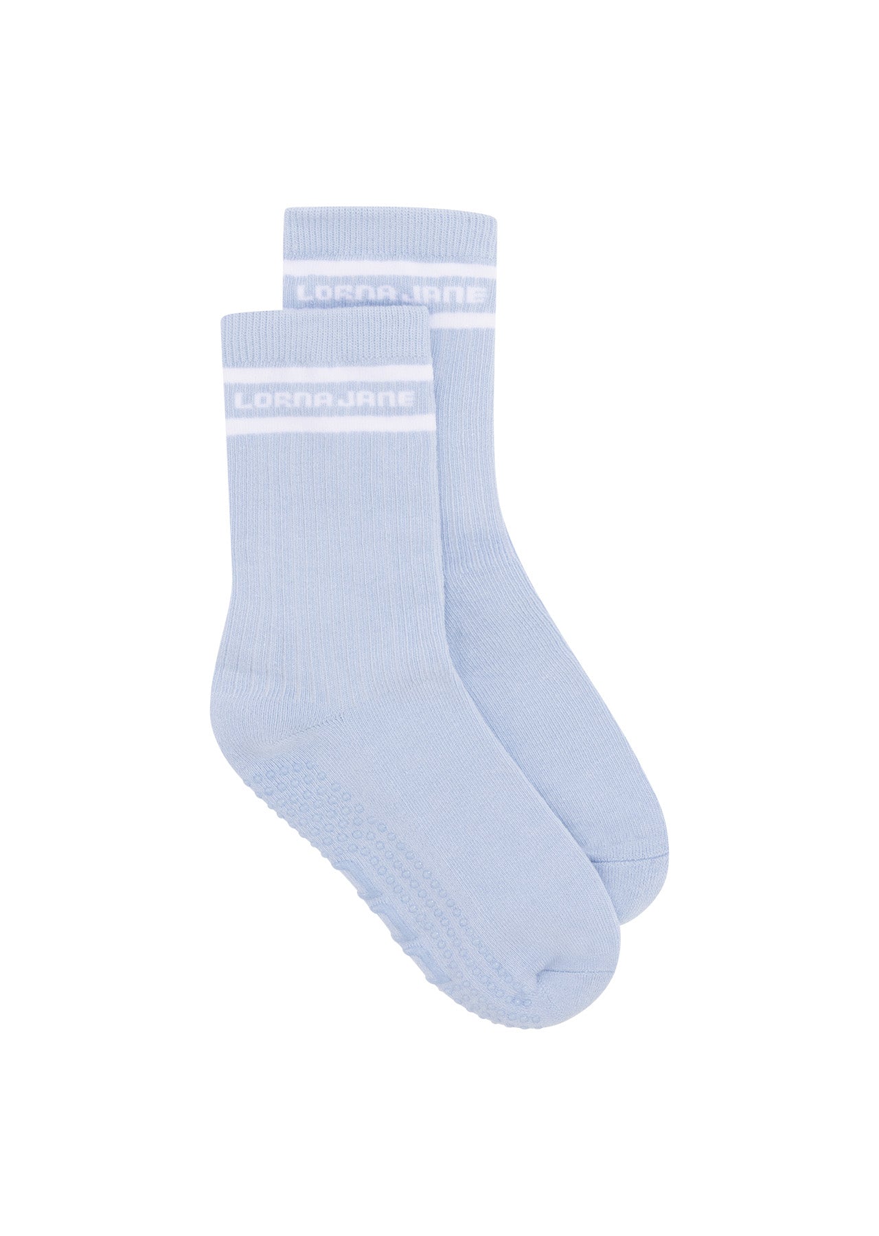 Lorna Jane Pilates Grip Crew Socks - Toulouse Blue & White