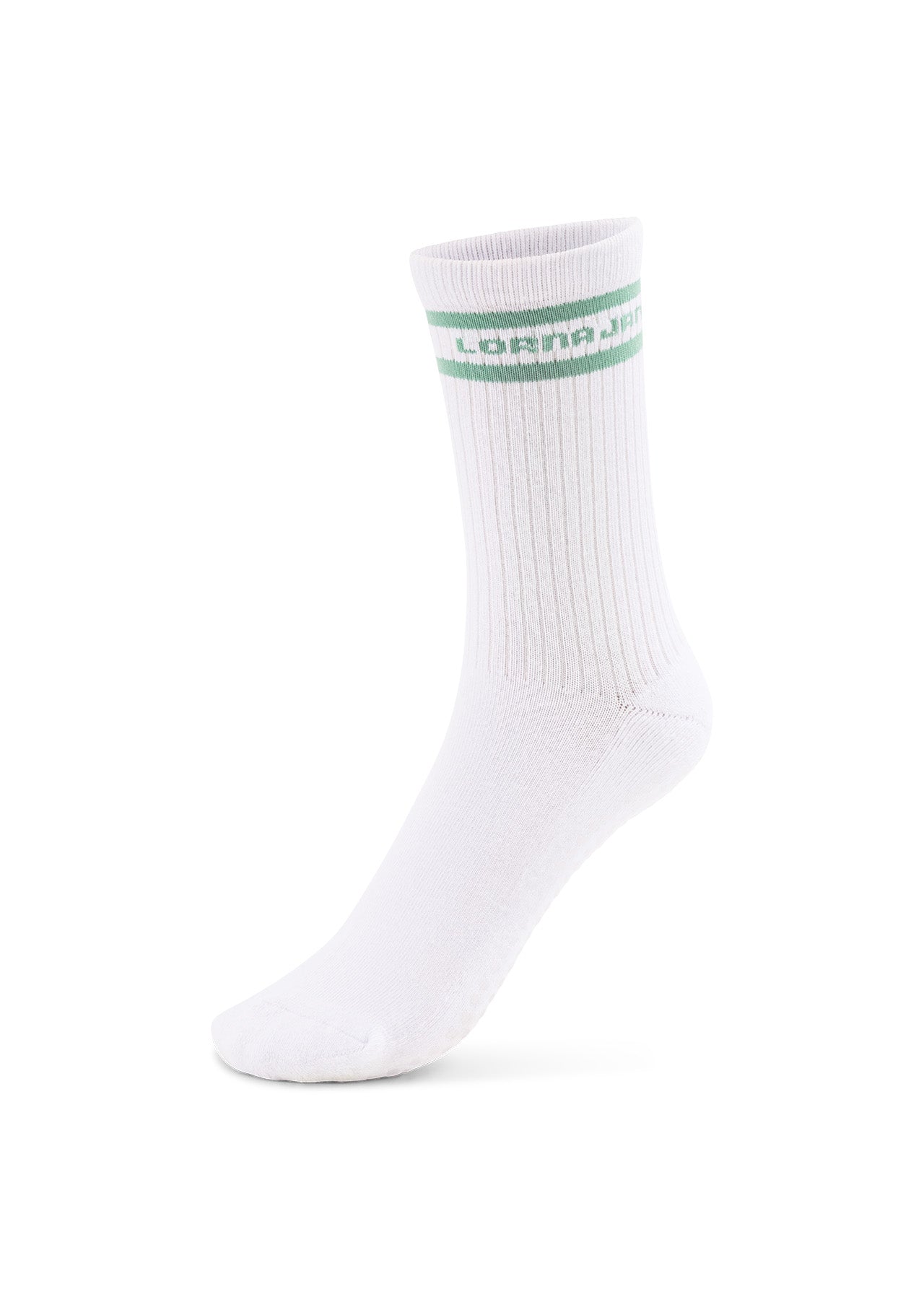 Lorna Jane Pilates Grip Crew Socks - White/Green Juice