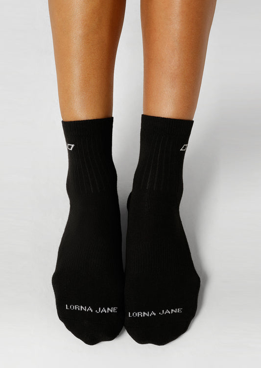 Lorna Jane LJ Quarter Crew Socks - Black