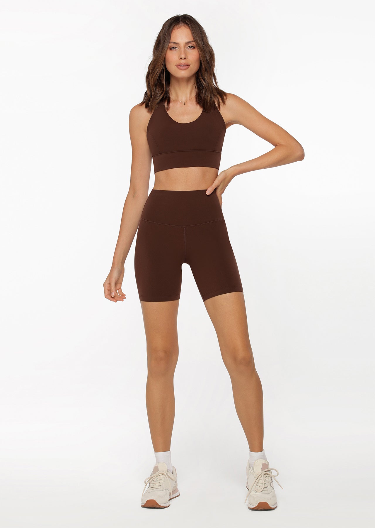 Lorna Jane LJ Long Line Sports Bra - Espresso