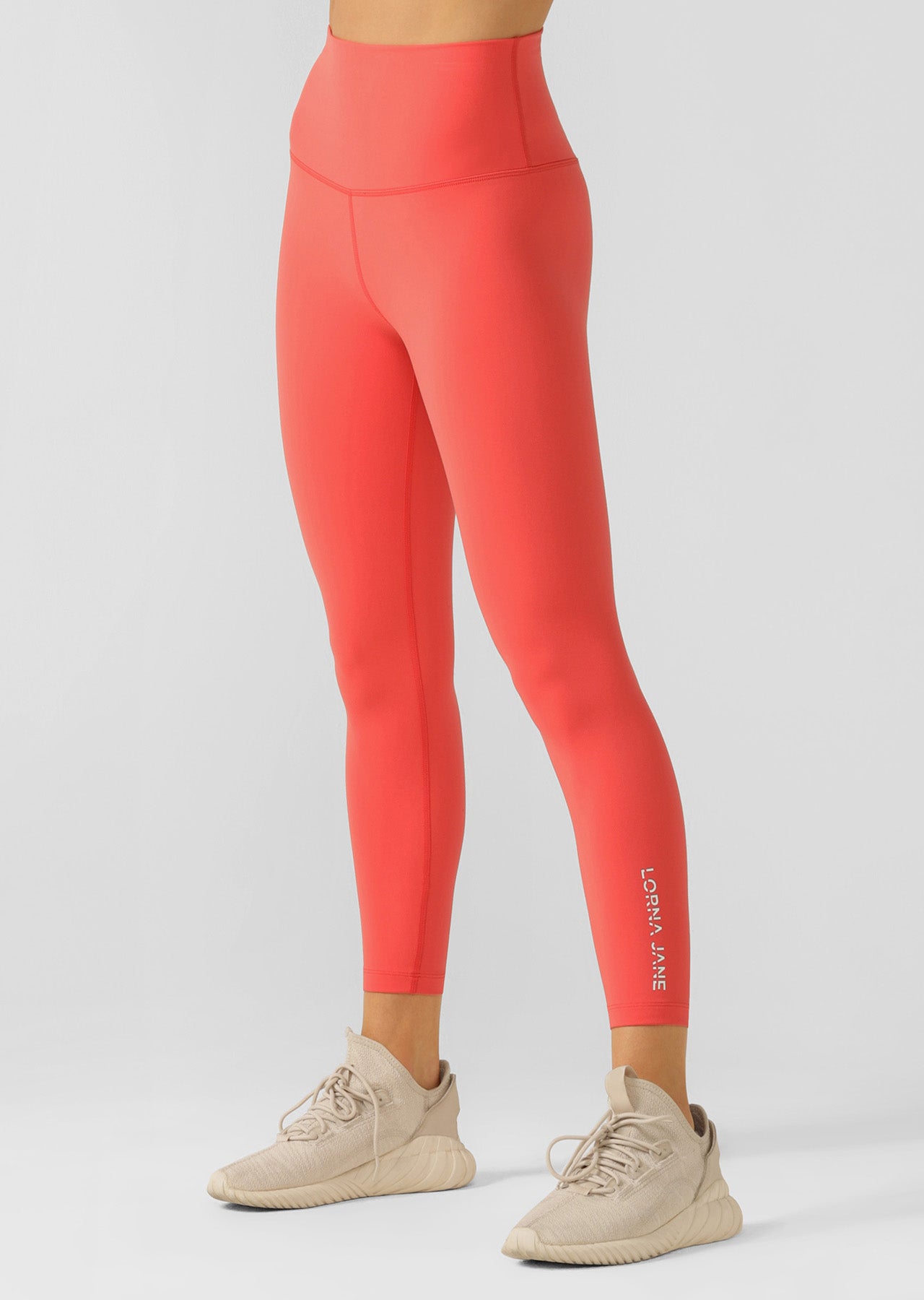 Lorna Jane Hi-Fold Lotus Ankle Biter Leggings - Strawberry