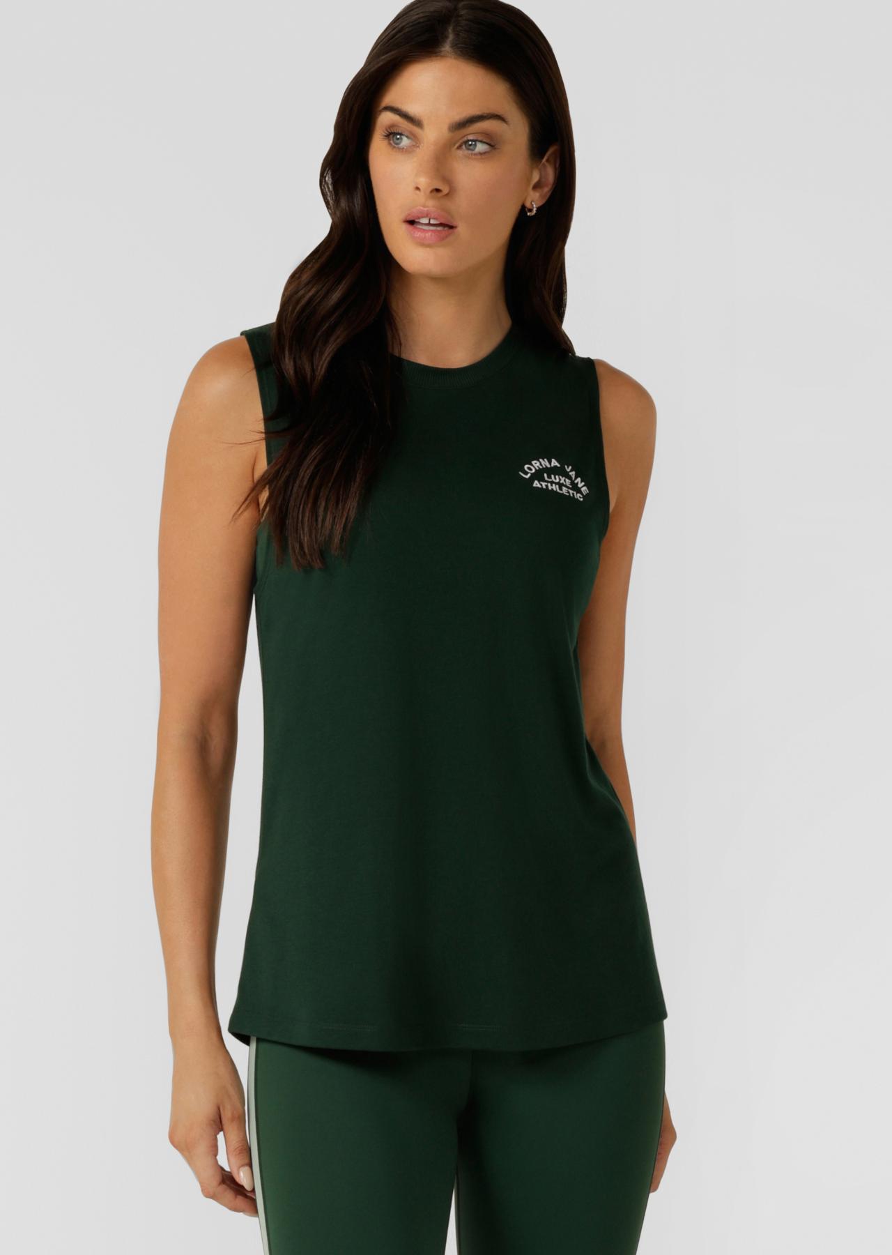 Lorna Jane Lotus Muscle Tank - Dark Green