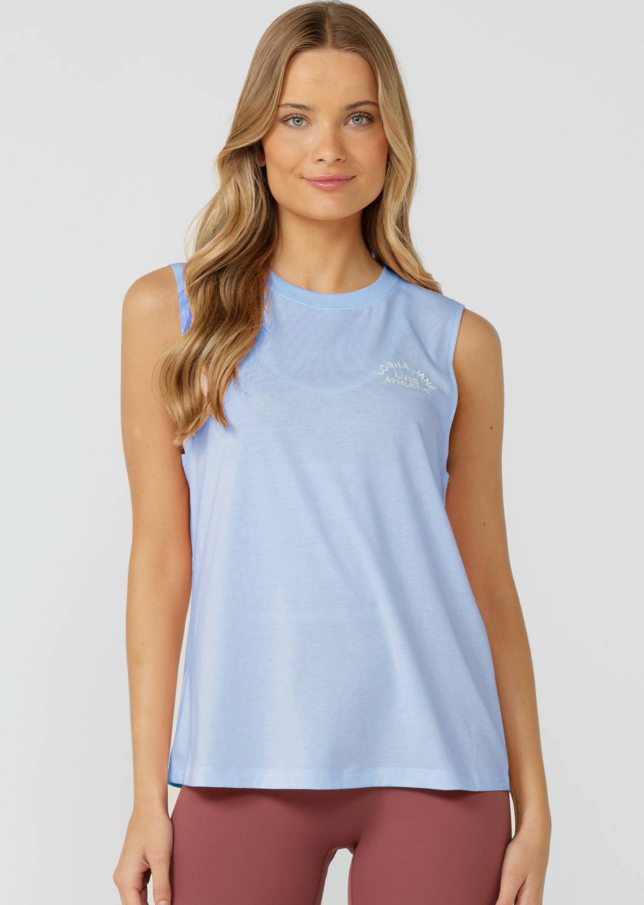 Lorna Jane Lotus Muscle Tank - Light Moontide