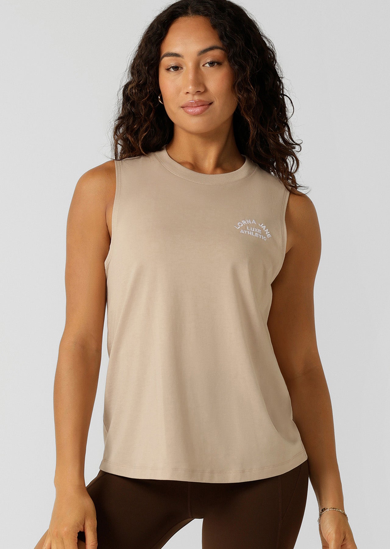 Lorna Jane Lotus Muscle Tank - Latte