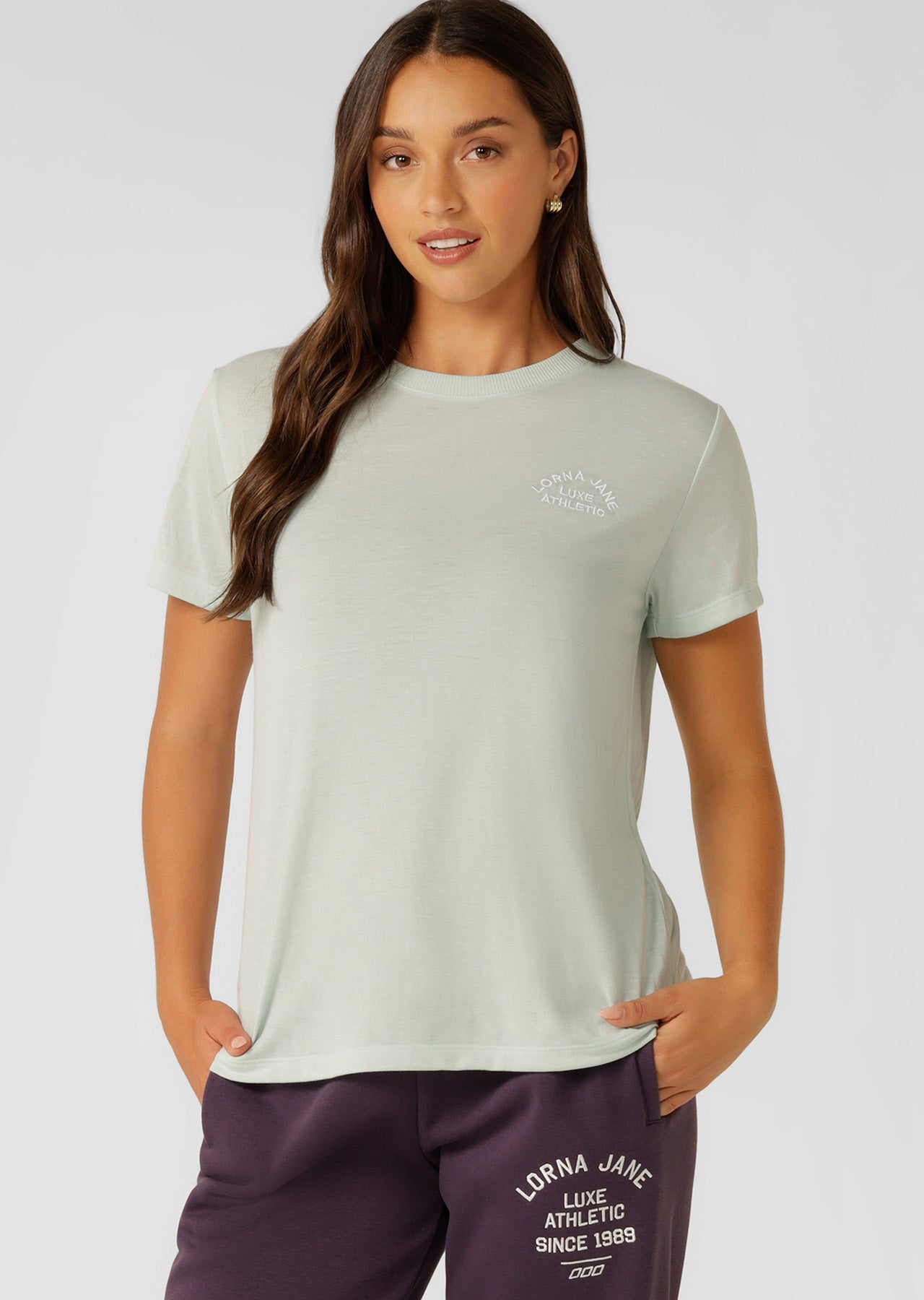 Lorna Jane Lotus T-Shirt - Dusty Aqua