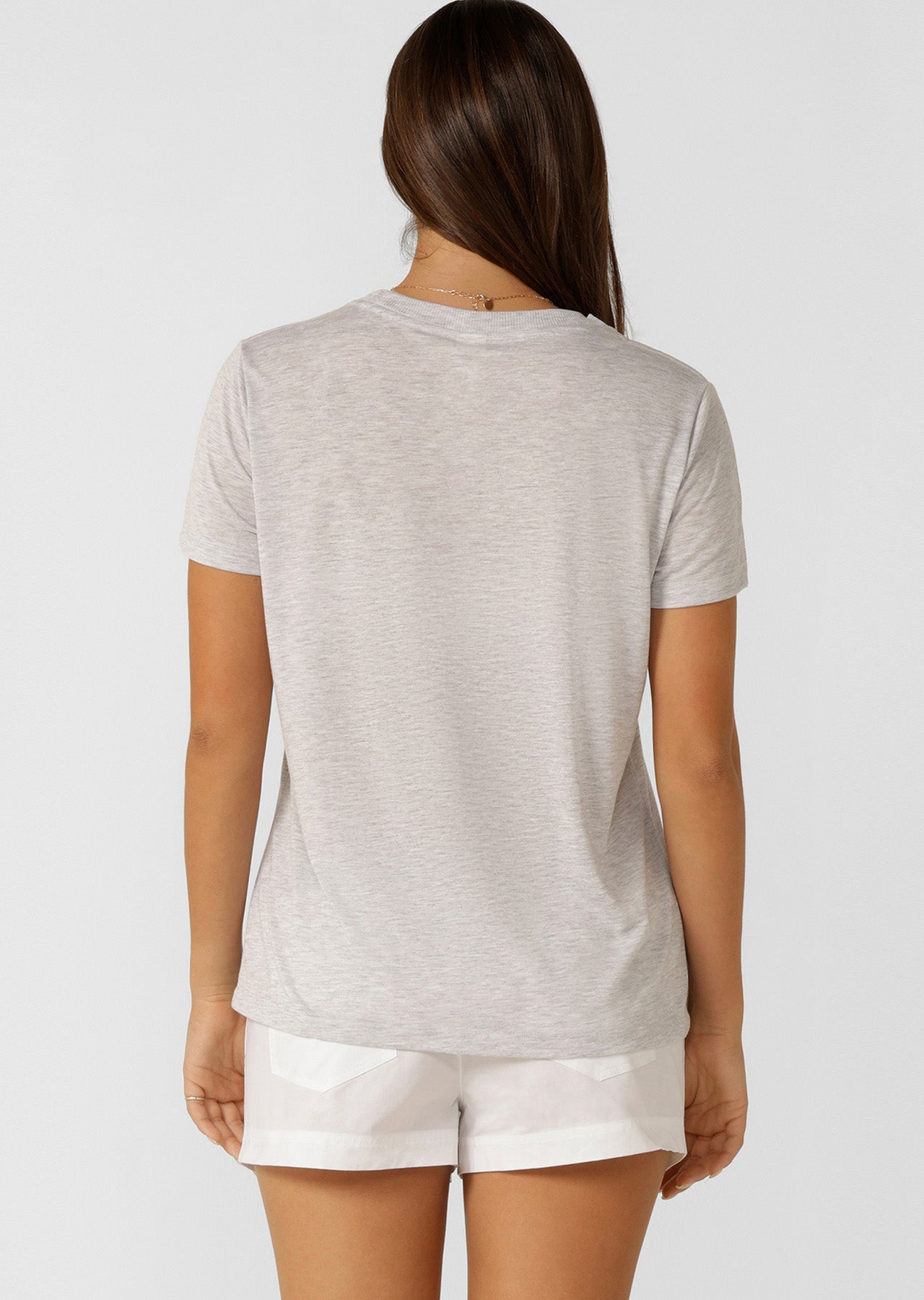 Lorna Jane Lotus T-Shirt - Light Grey Marl