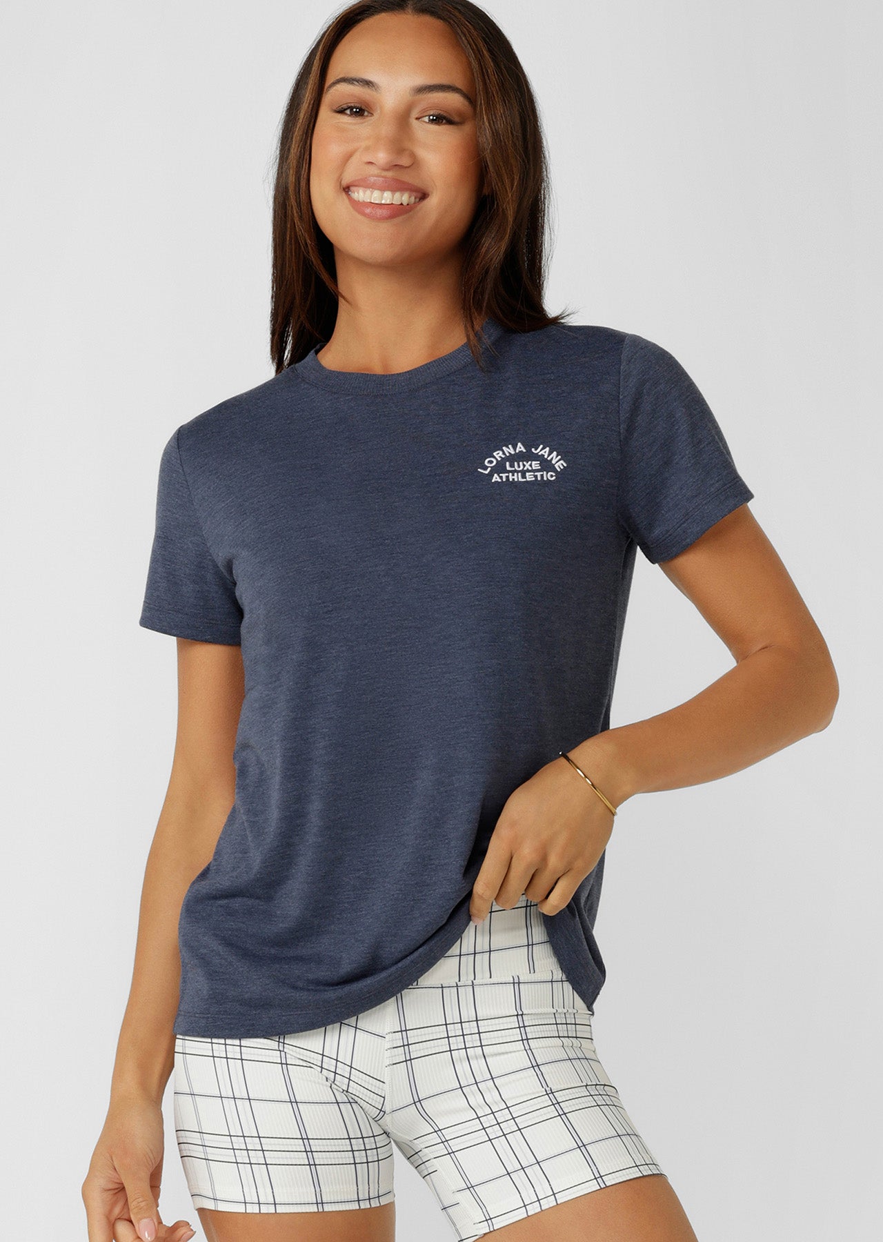 Lorna Jane Lotus T-Shirt - Platinum Navy Marl