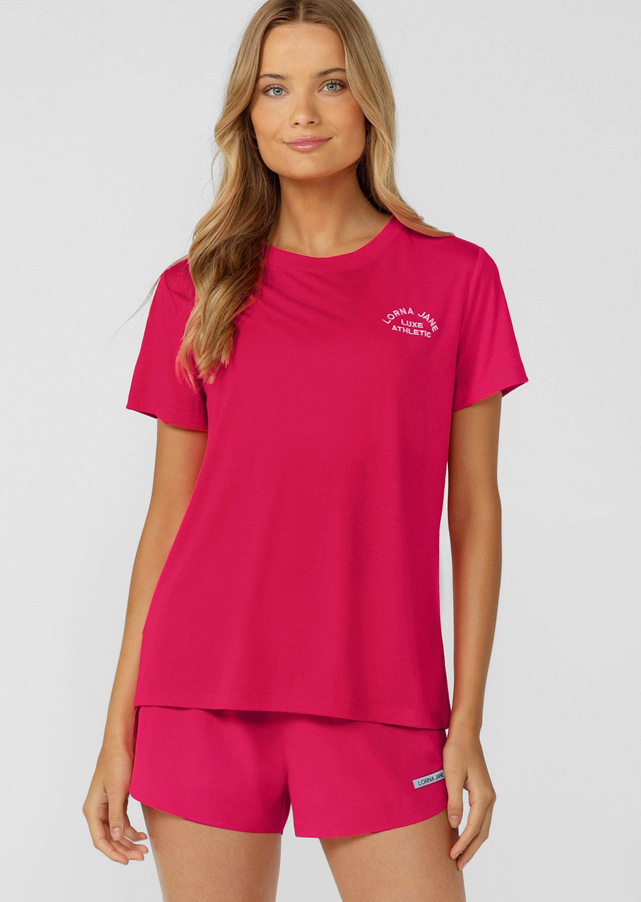 Lorna Jane Lotus T-Shirt - Vivid Pink Marl