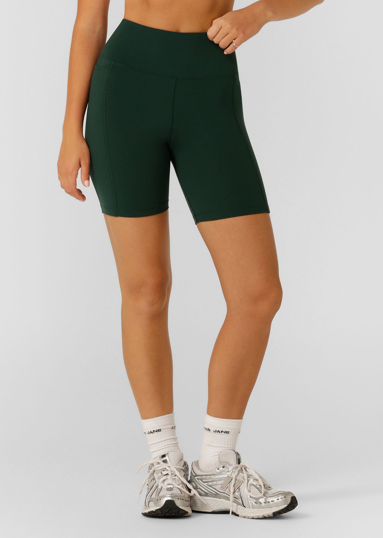 Lorna Jane Amy Phone Pocket Tech Bike Shorts - Dark Green