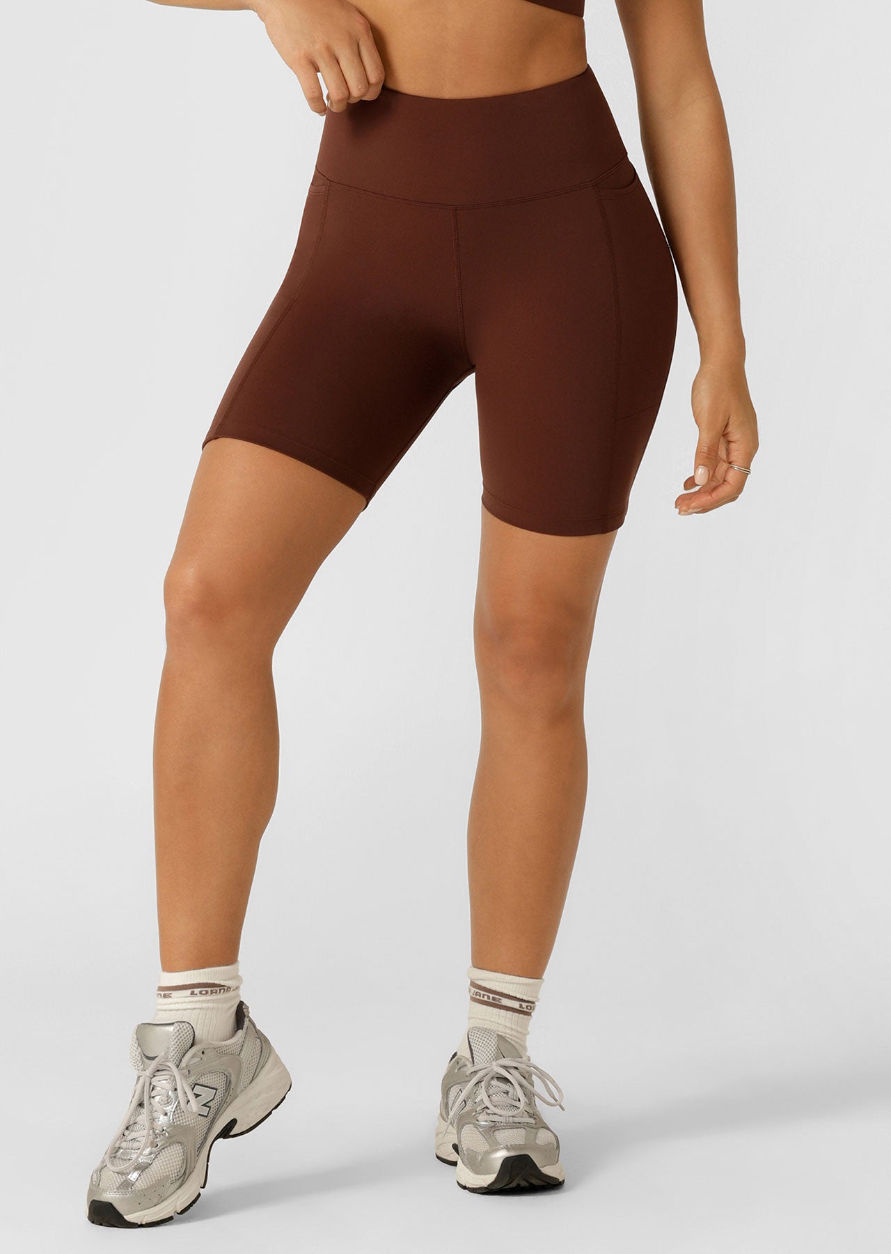 Lorna Jane Amy Phone Pocket Tech Bike Shorts - Truffle