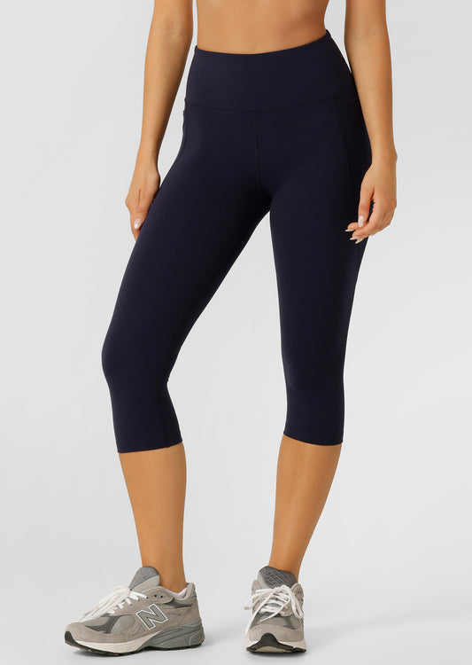 Lorna Jane Amy Phone Pocket 3/4 Tech Leggings - French Navy