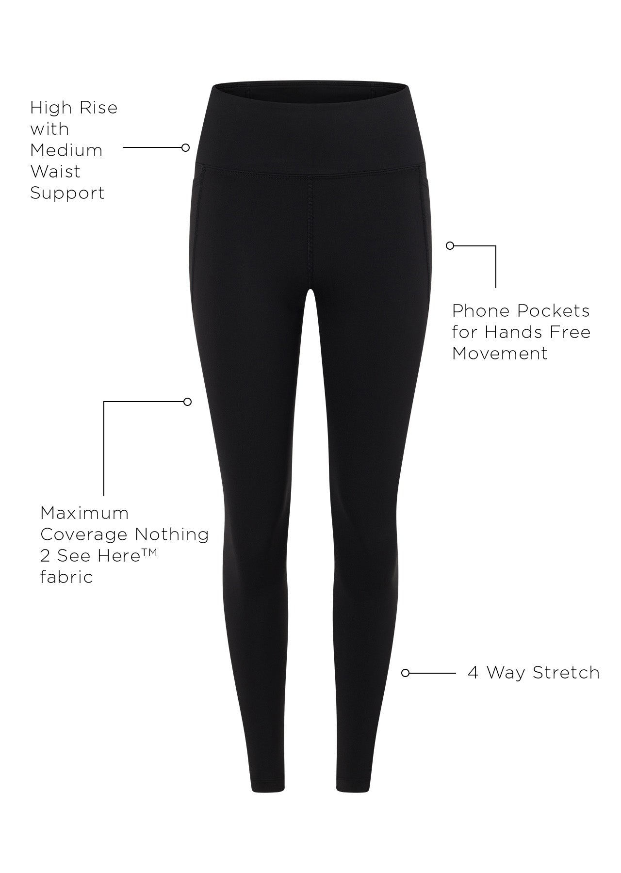 Lorna Jane Amy Phone Pocket Tech Ankle Biter Leggings - Black