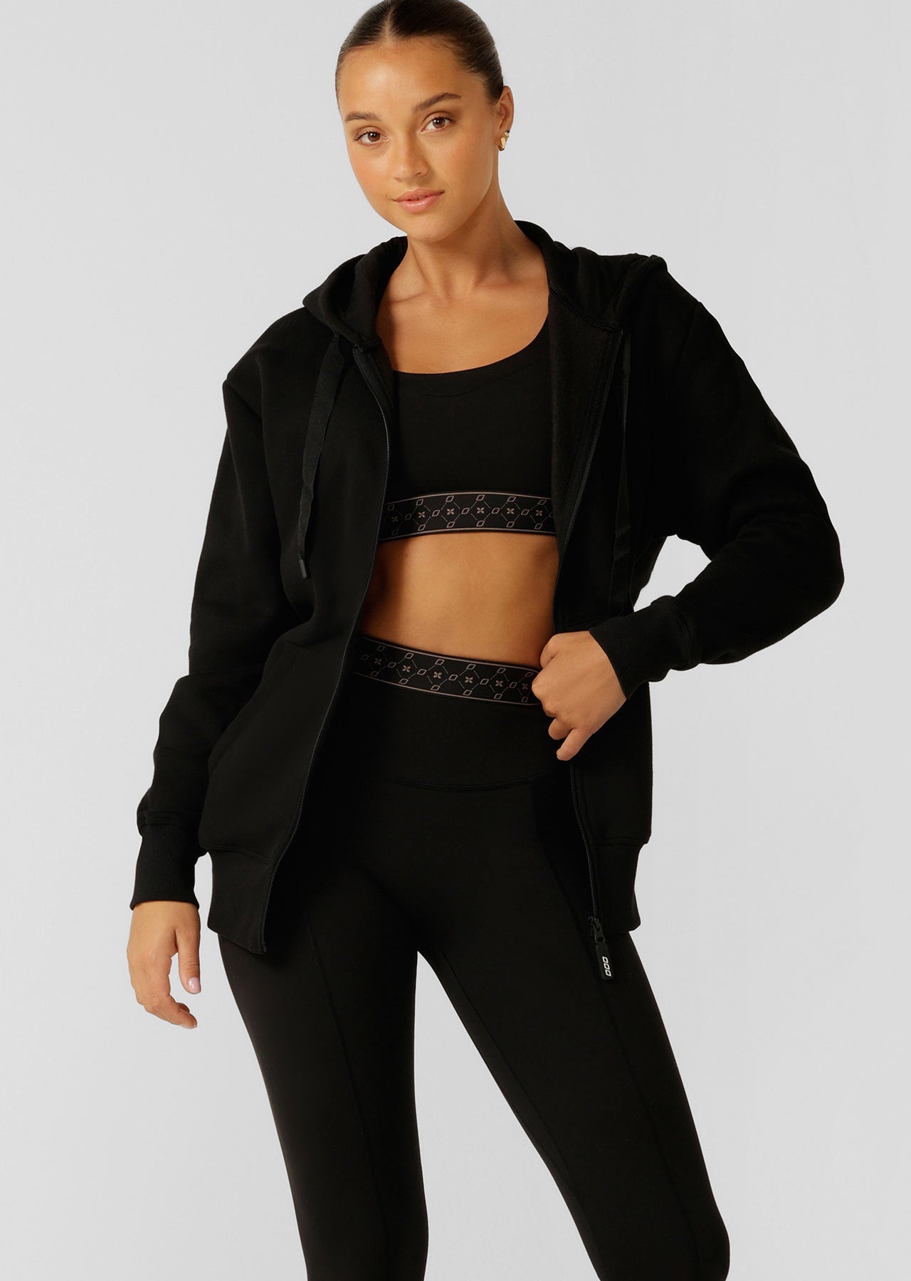 Lorna Jane Fleece Zip Thru Hoodie - Black