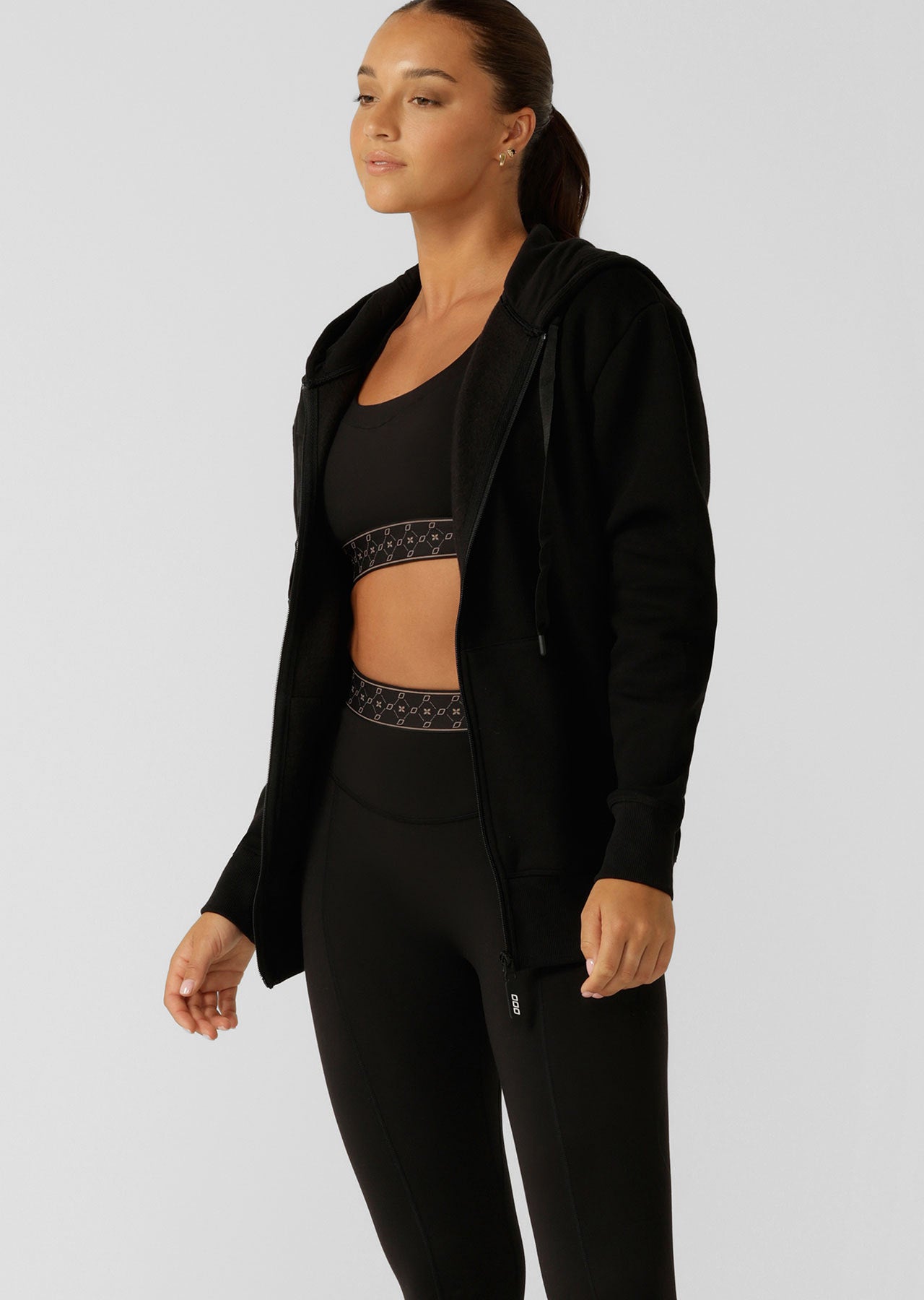 Lorna Jane Fleece Zip Thru Hoodie - Black