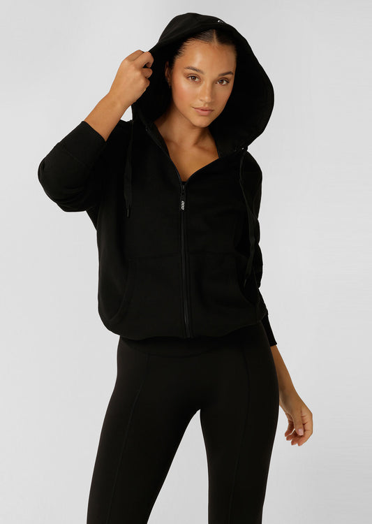 Lorna Jane Fleece Zip Thru Hoodie - Black